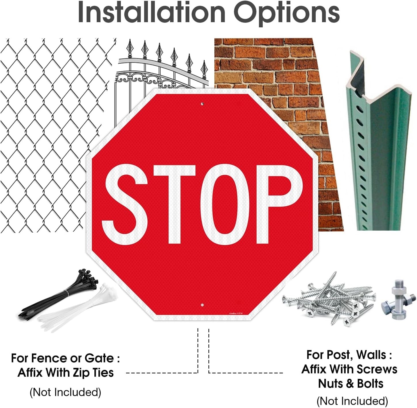 GicnKeuz Stop Signs Traffic Signs 30 x 30 Inches, High Intensity – Engineer Grad
