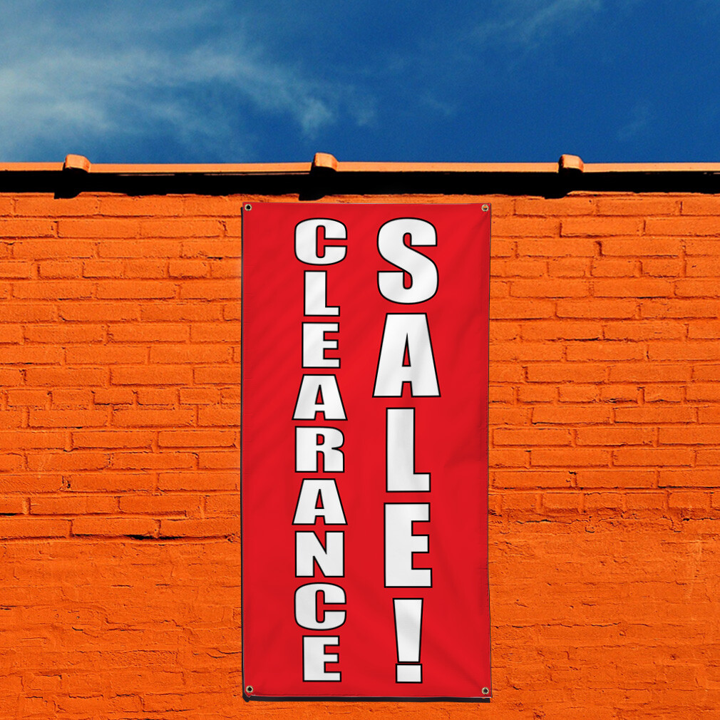 Vertical Vinyl Banner Multiple Sizes Closing out Deal Red and White Business