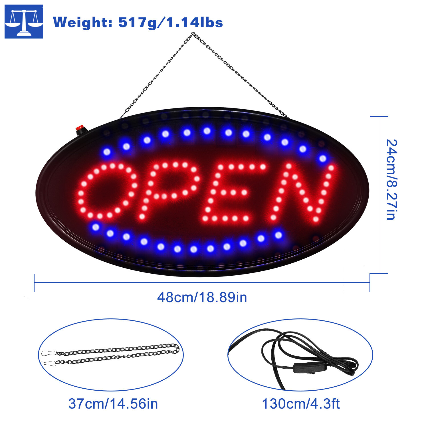 Electric Light Up LED Neon Business Open Closed Sign Flashing & Steady Ad Board