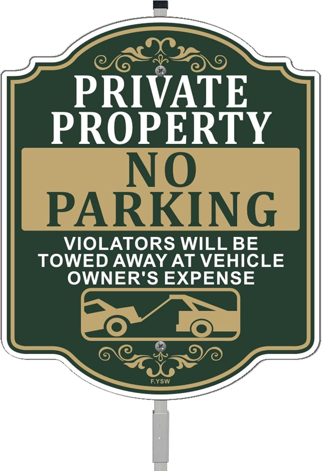 Private Property No Parking Sign with Metal Stakes for Outdoor Use 12&Prime; x 10