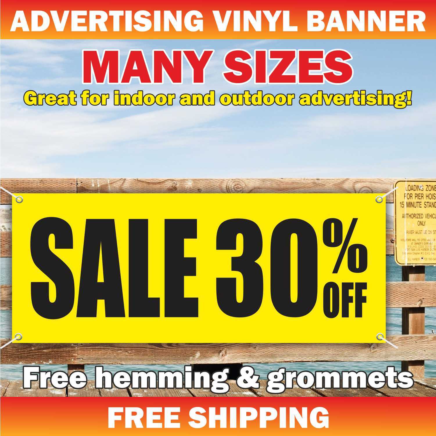 SALE 30% OFF Advertising Banner Vinyl Mesh Sign clearance holiday discount deals