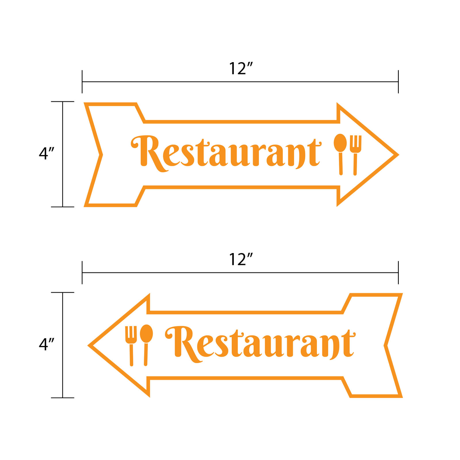 Arrow Shape Restaurant 12×4&Prime; Wall or Door Sign | Public Shop Signage