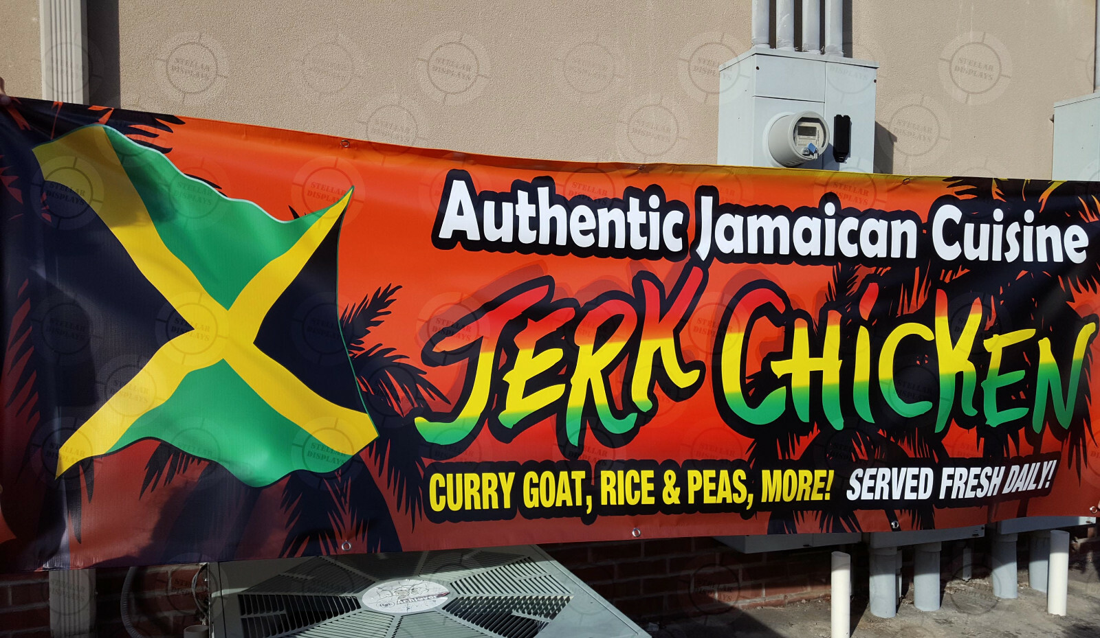 AUTHENTIC JAMAICAN CUISINE Jerk Chicken Open Banner Poster Sign Flag Display NEW