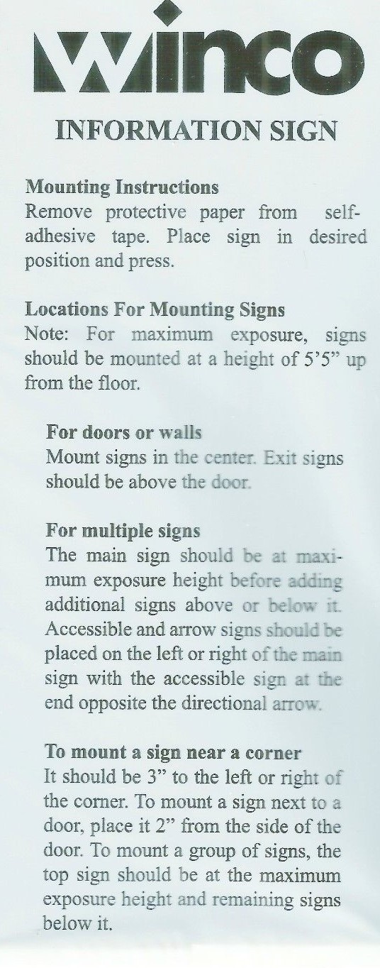 RESTROOMS SIGN Acrylic Plastic Door OR Wall mount bathroom 3&Prime; x 9&Prime; WINCO SGN-313