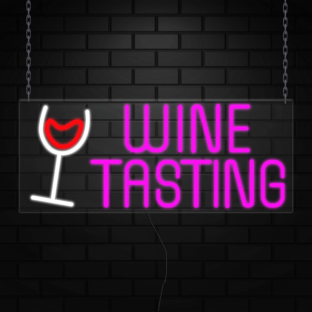 Wine Tasting Neon Sign for Retail Displays | LED Flex Neon | 30&Prime;W x 12&Prime;H x 1&Prime;D