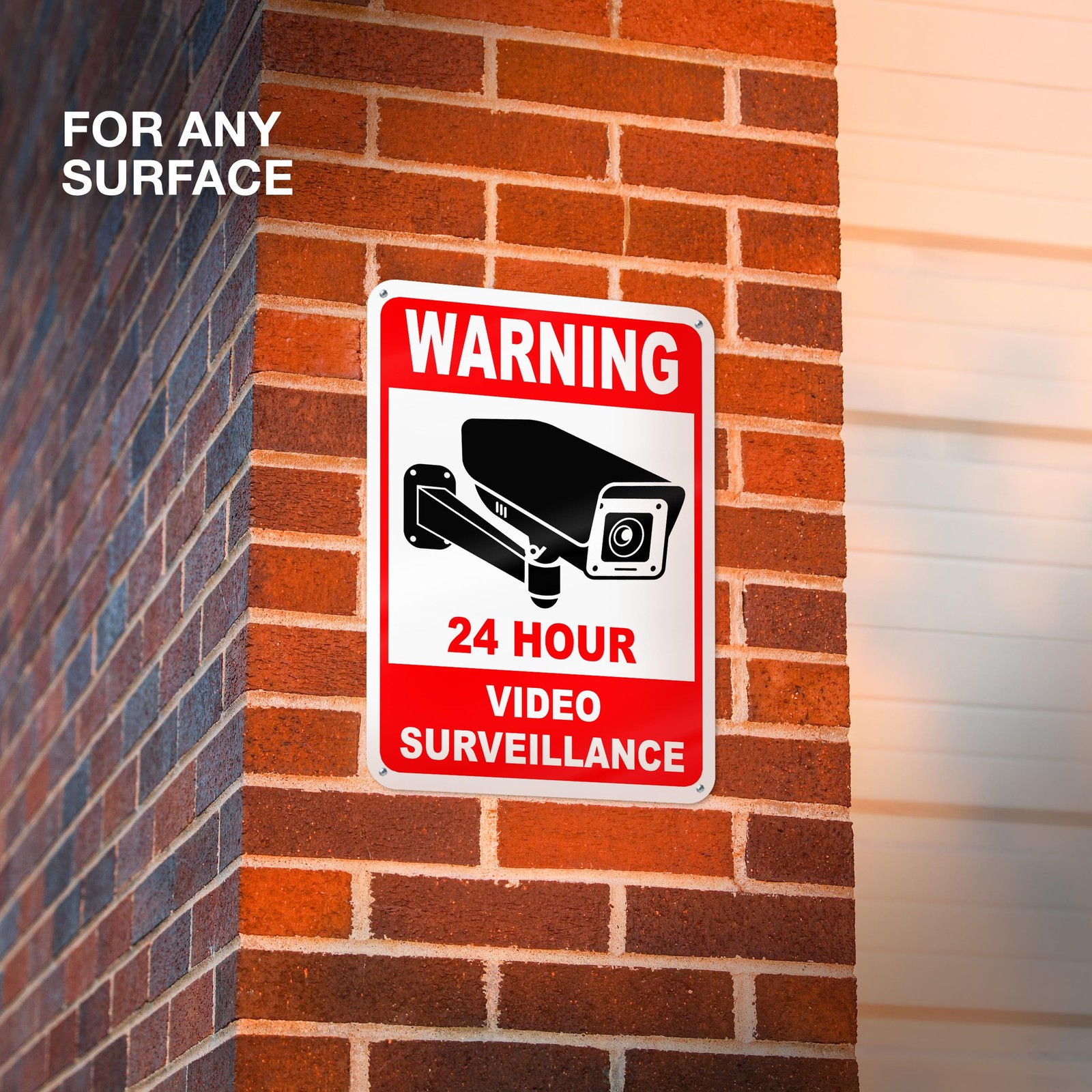 2 Pack 24 Hour Video Surveillance Sign 10×7 Inch for Home Office Business