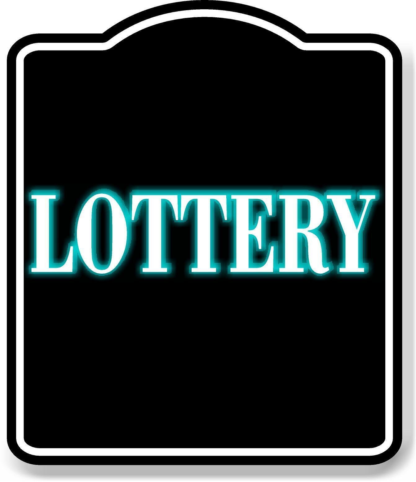 Lottery Neon Blue Outline BLACK Aluminum Composite Sign