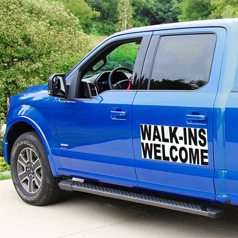 Car Magnet Set of 2 Walk-Ins Welcome Black Car Advertising Industrial Sign