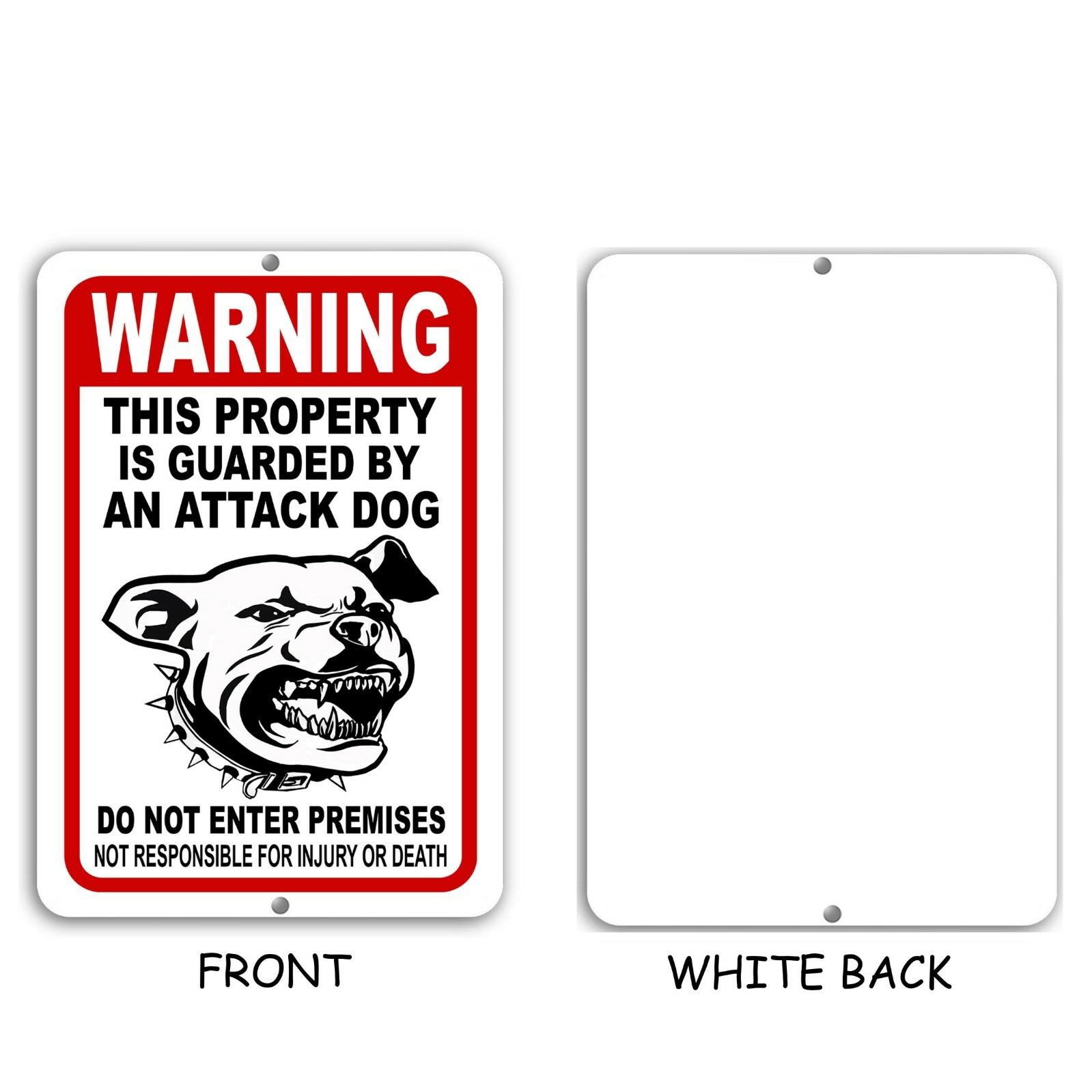 BEWARE OF DOG Sign Attack Dog on Duty Guard Dog 8&Prime;x 12&Prime; Aluminum Metal Warning