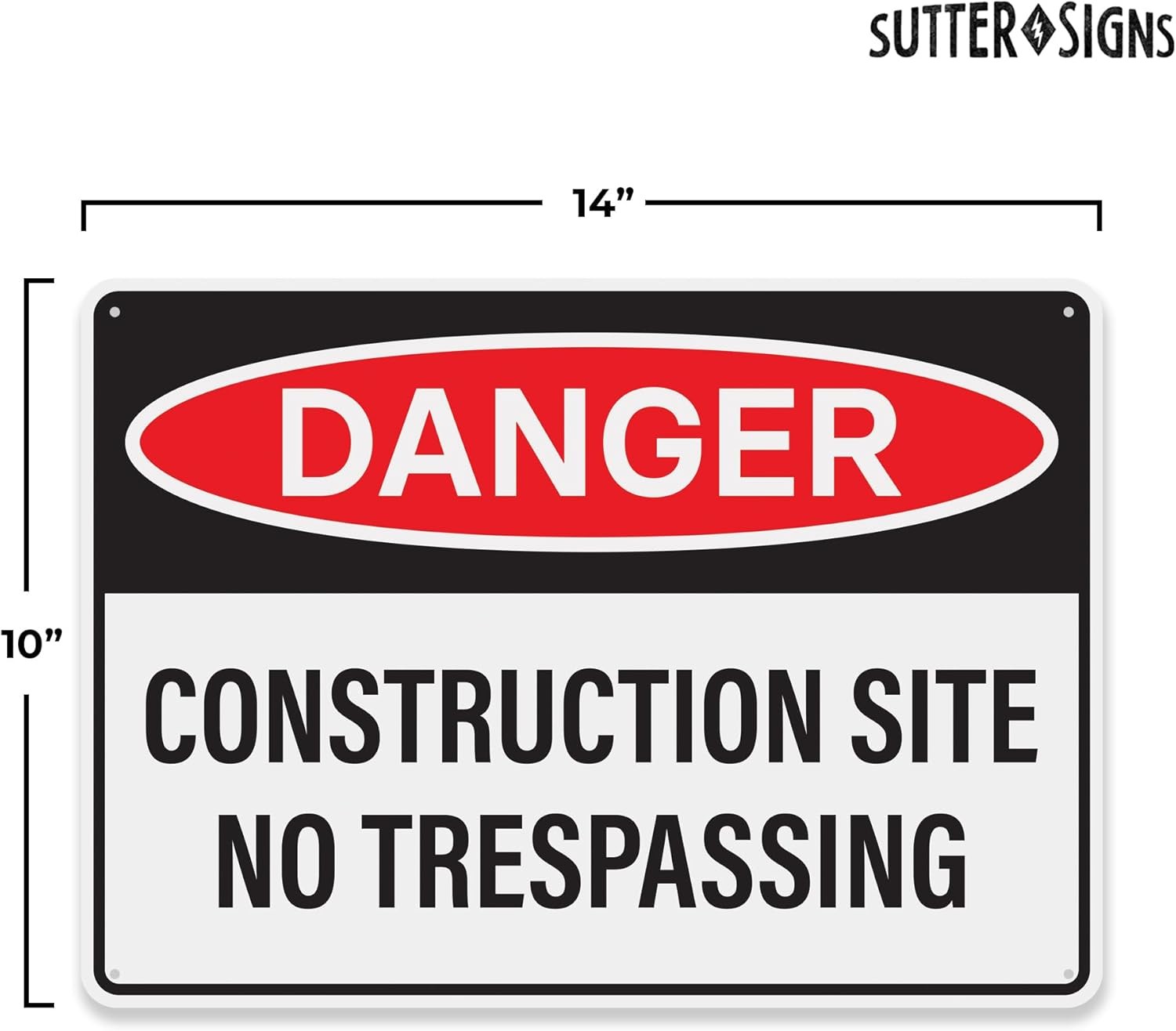 4pcs Danger Construction Site Sign 14×10 inch, Plastic Sign for Construction Sit