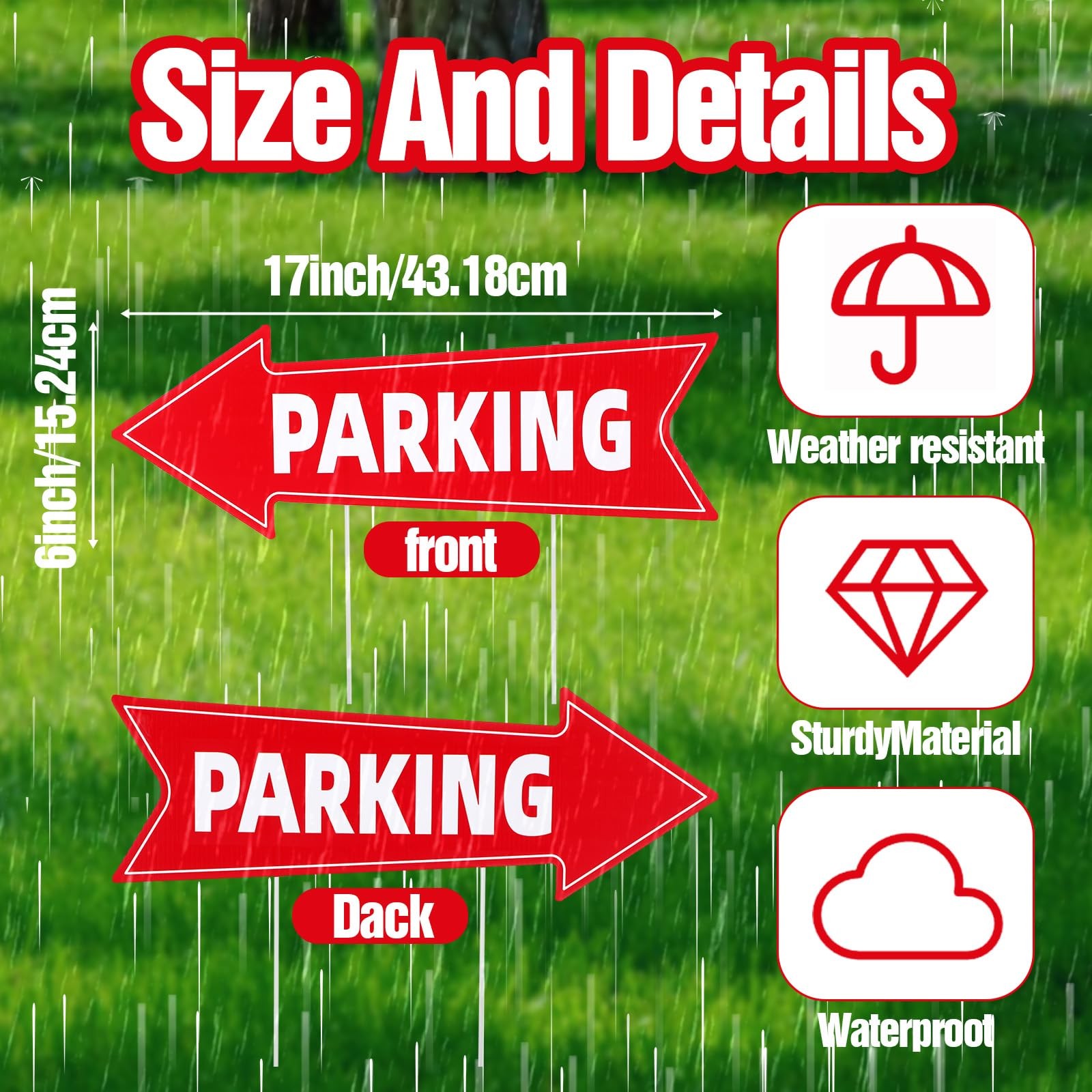 8 Pack 17×6 Inch Event Parking Signs With Stakes Directional Arrow Yard