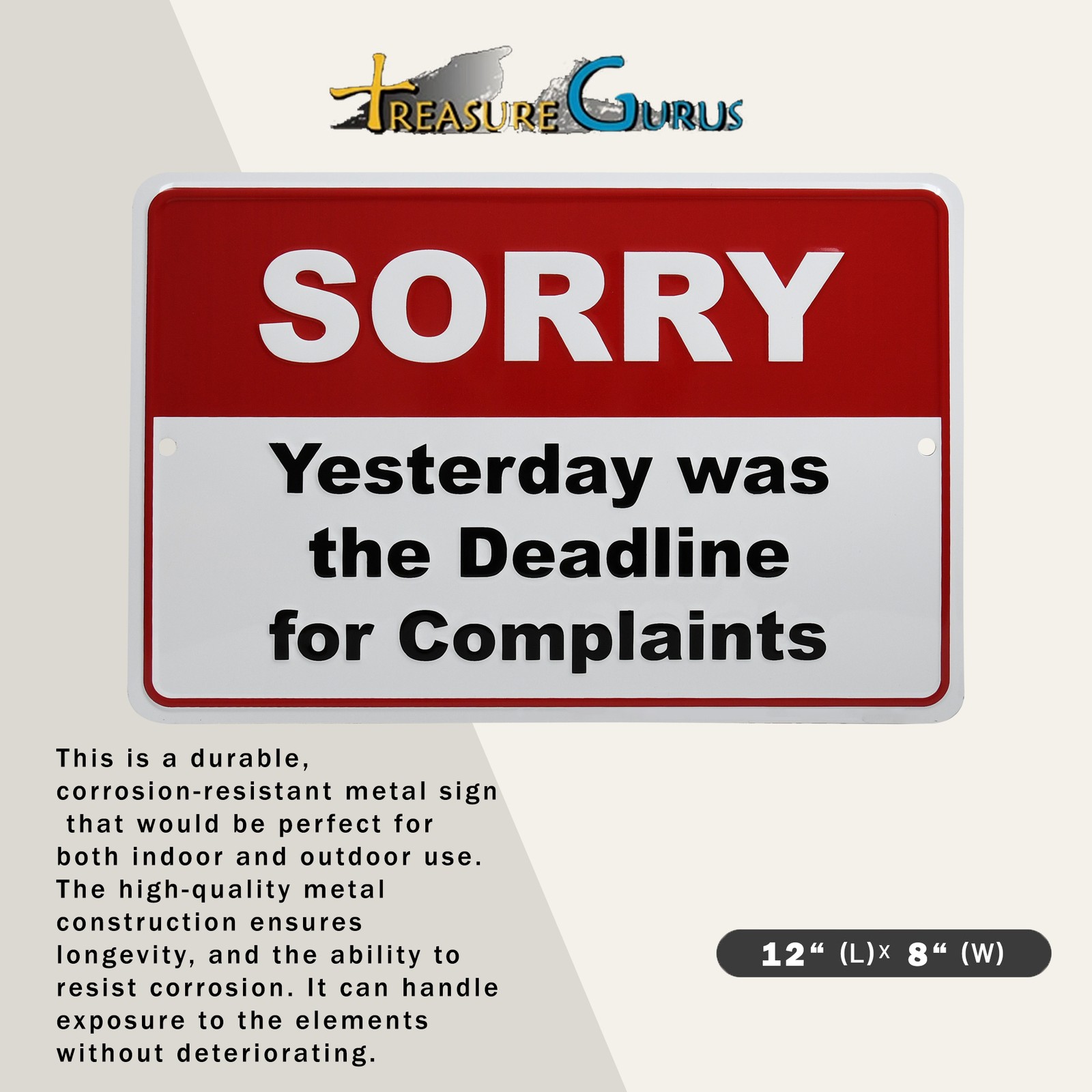 Metal Complaints Deadline Funny Sign Cubicle Wall Decor Office Desk Accessories