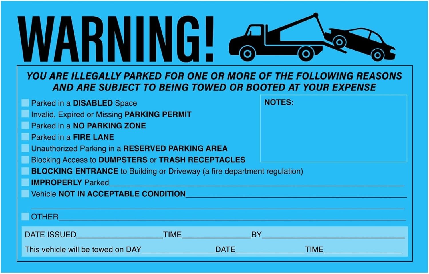 Juvale Tow Stickers for Vehicles – 8 x 5 in, Blue, 50 Pack 8 x 5 Inches, blue