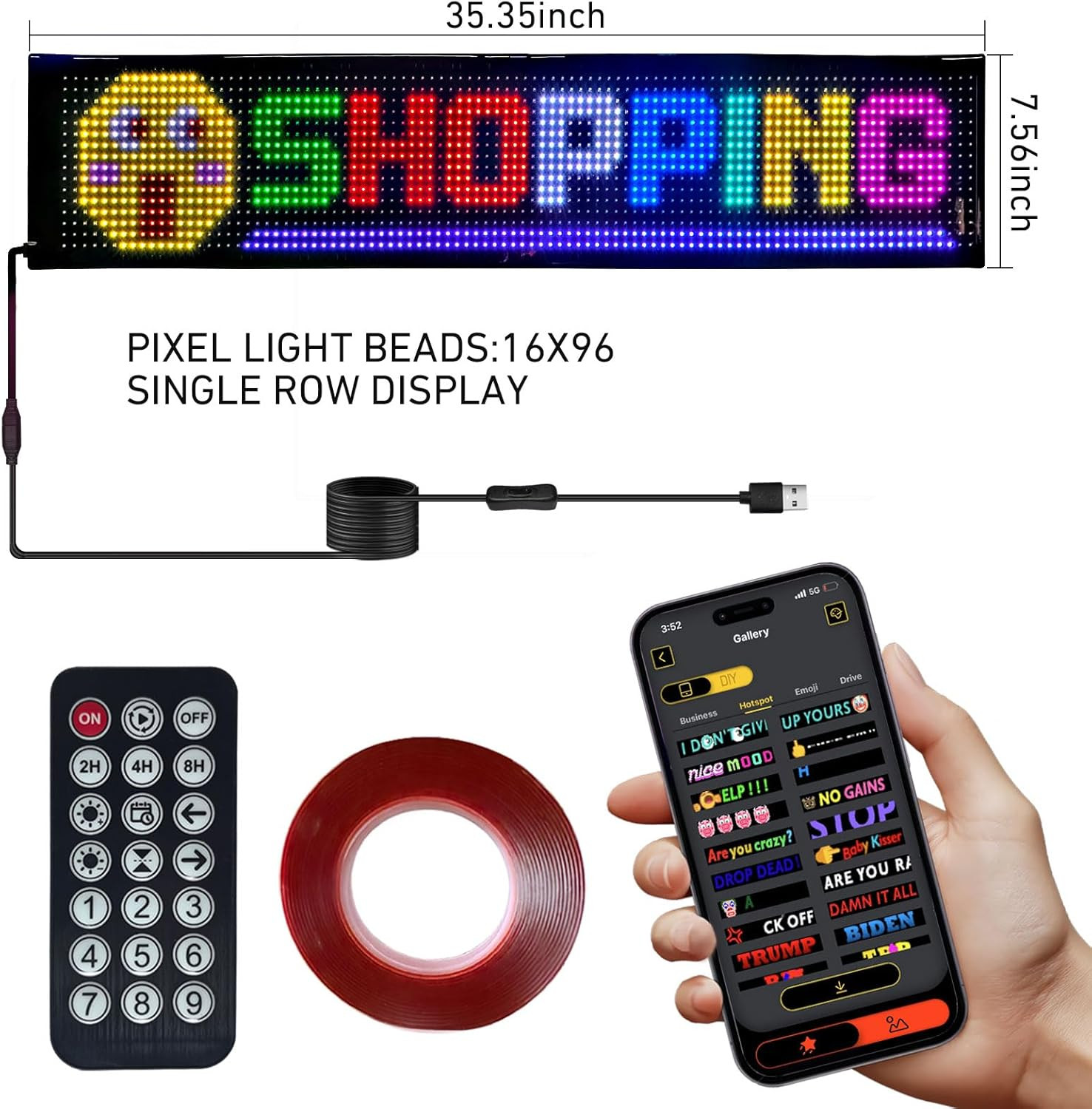 Ultra Bright Programmable LED Sign with Bluetooth APP Control for Business