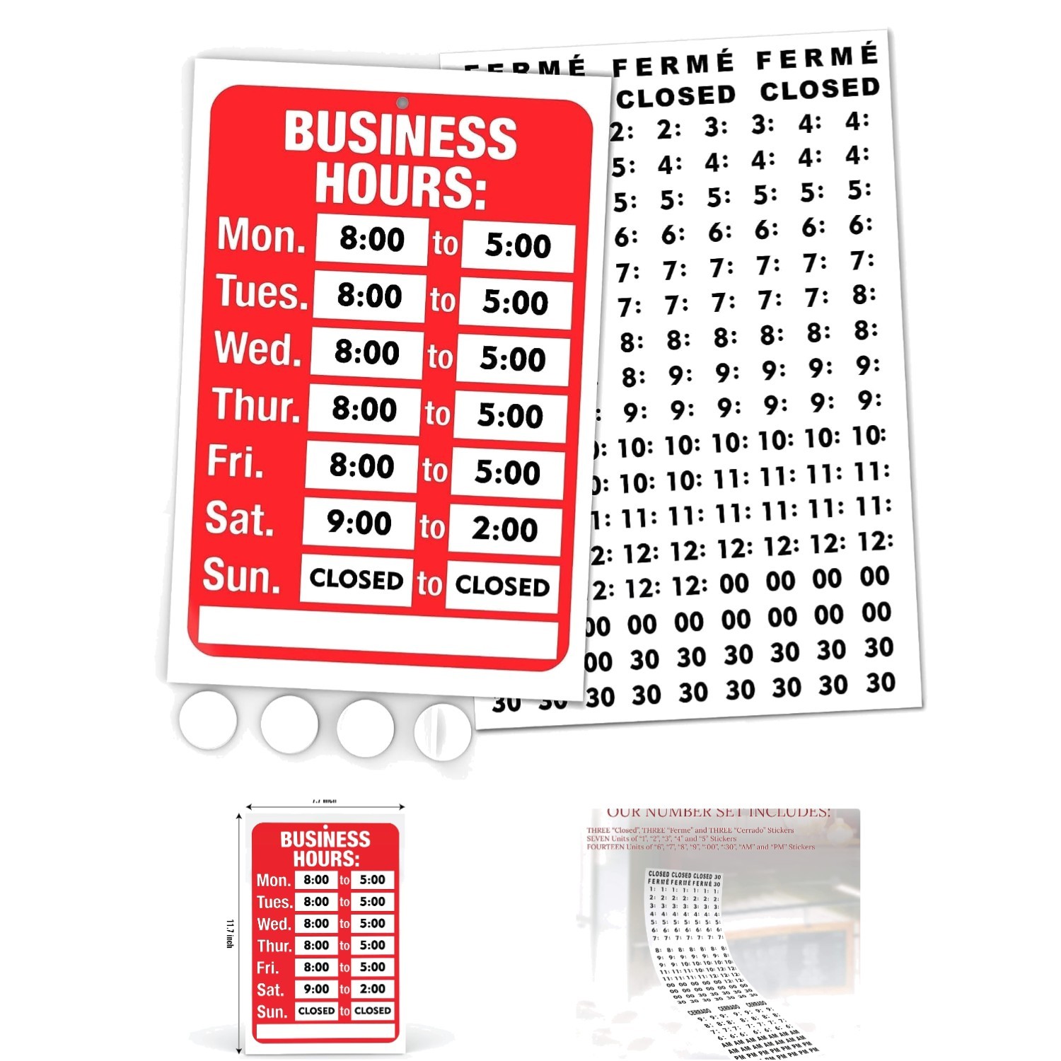 Eye-Catching Open Hours Sign Kit – Easy Install & Customizable – 7.7 x 11.7 Inch