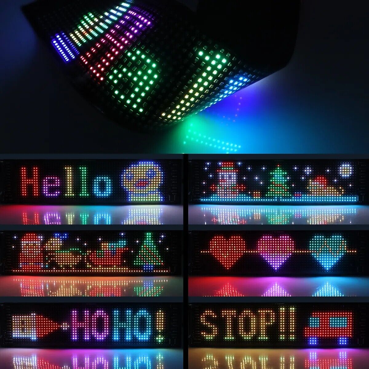 Scrolling LED Sign Matrix Panel Screen Bluetooth APP Control for Shop Bar Car US