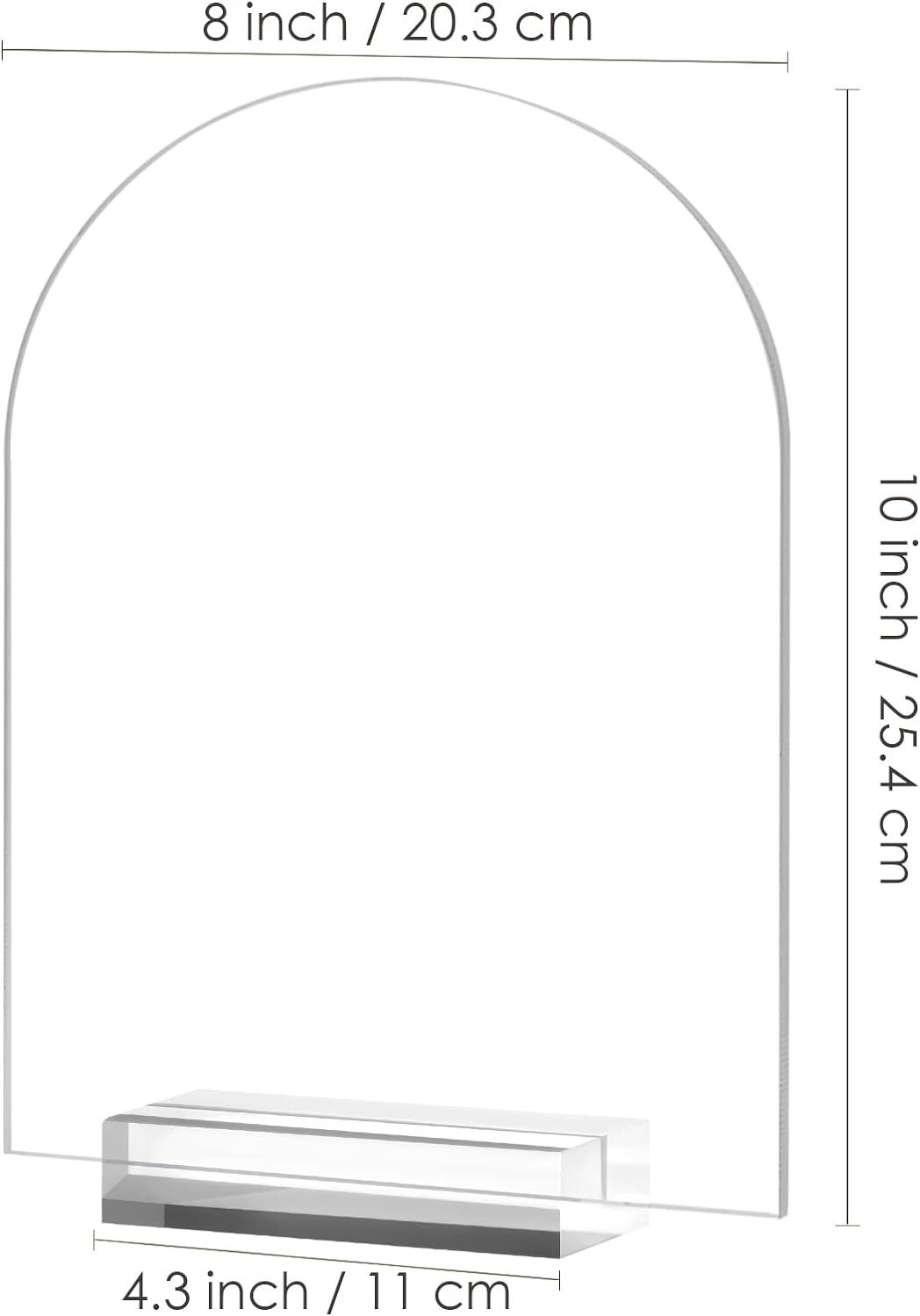 JINMURY 8×10 Inch Arch Acrylic Sign with Stand-6 Pack Clear 8 x10 Inch,