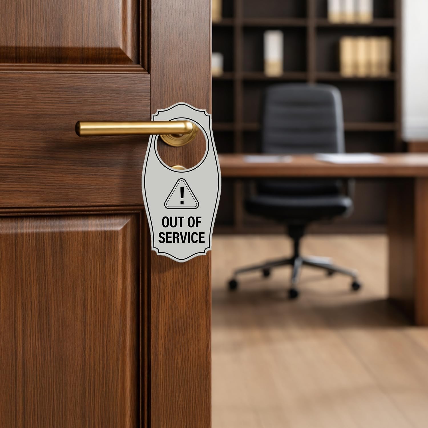 Out Of Service Door Hanger Brushed Silver 4×8 Inch Notification 2 PCS