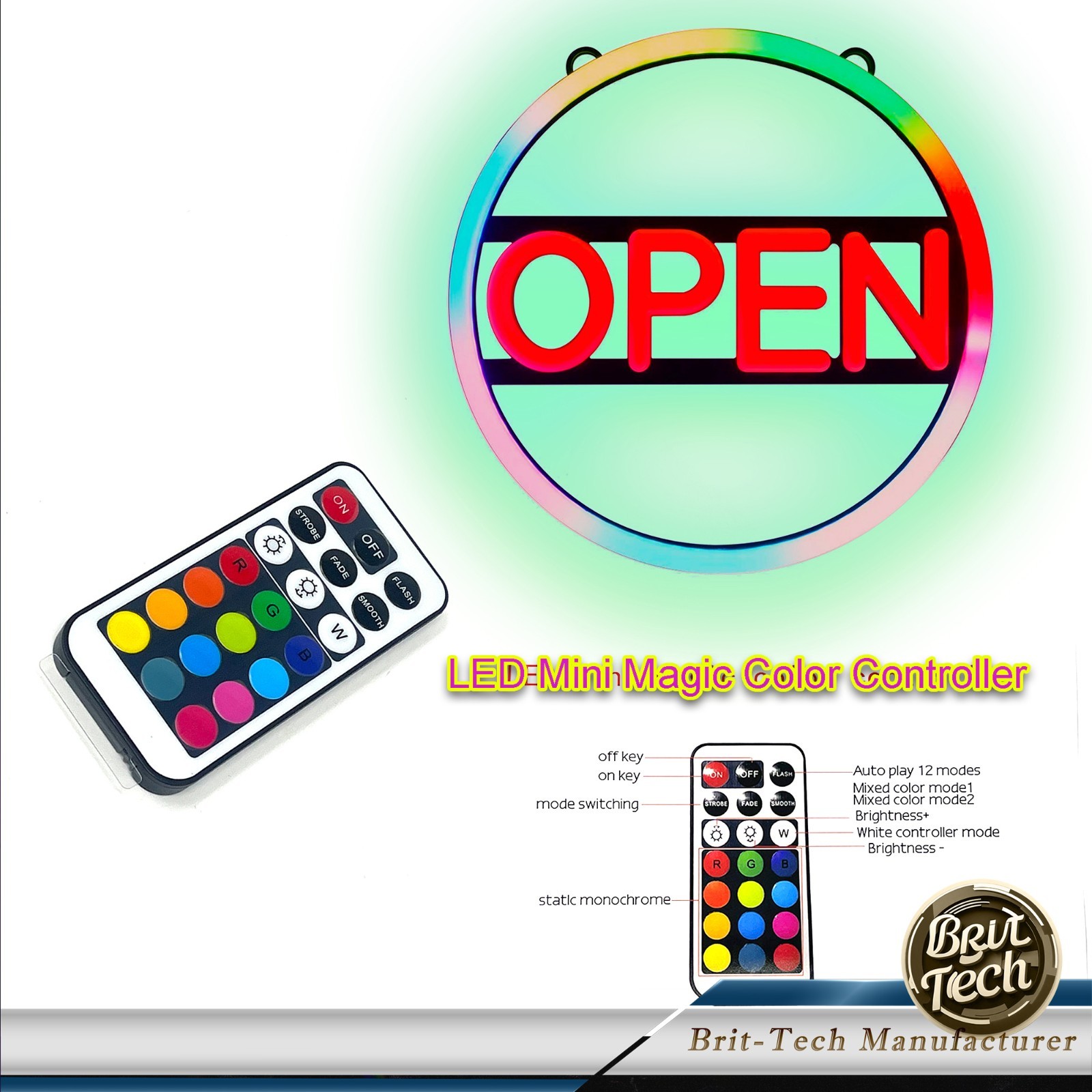 LED Open Sign 16&Prime; Large Neon Bright Light for Business Restaurant Bar Store Shop