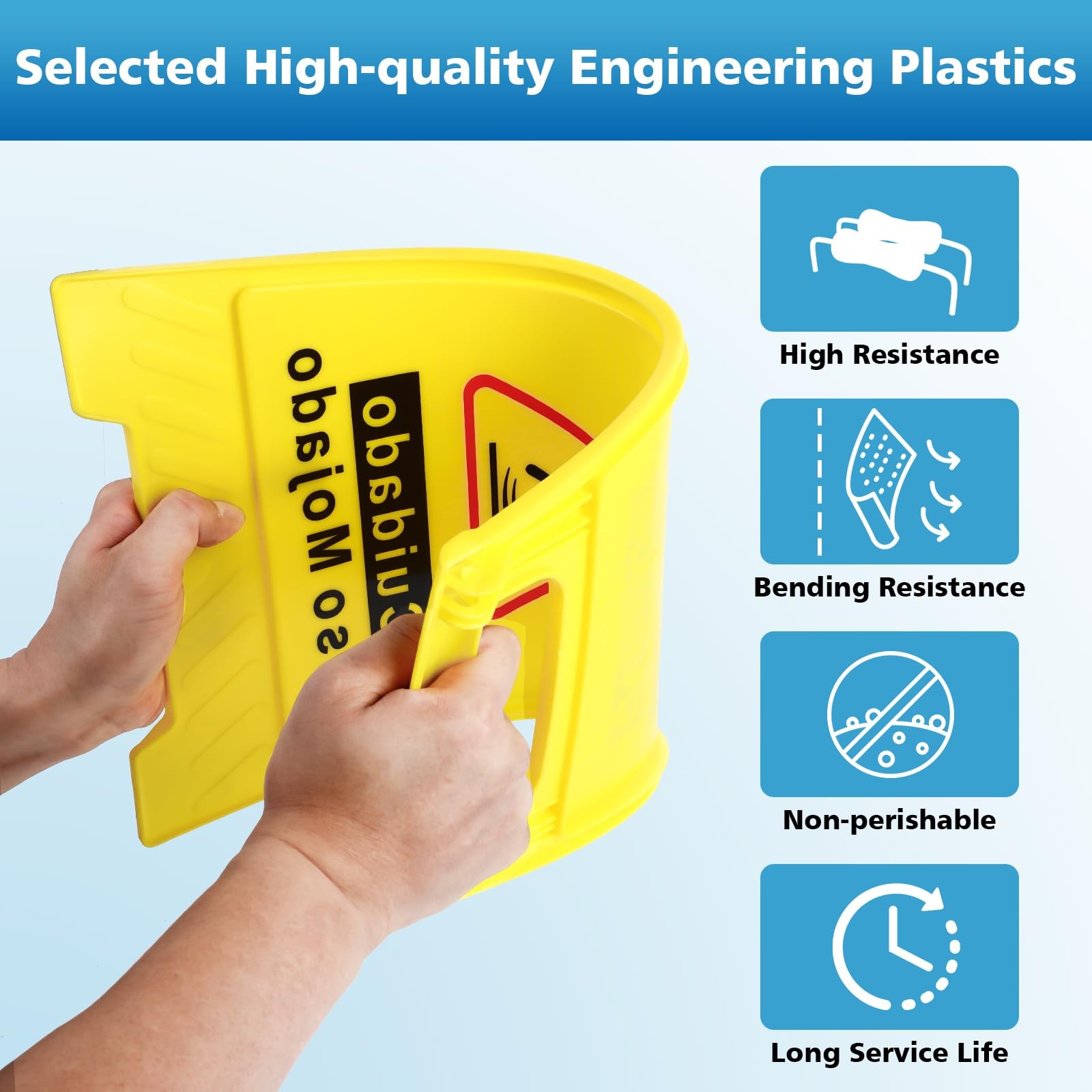 WOUSEDO 2Pack Caution Wet Floor Sign,17.5&Prime; Height,Bright Yellow DoubleSided F…