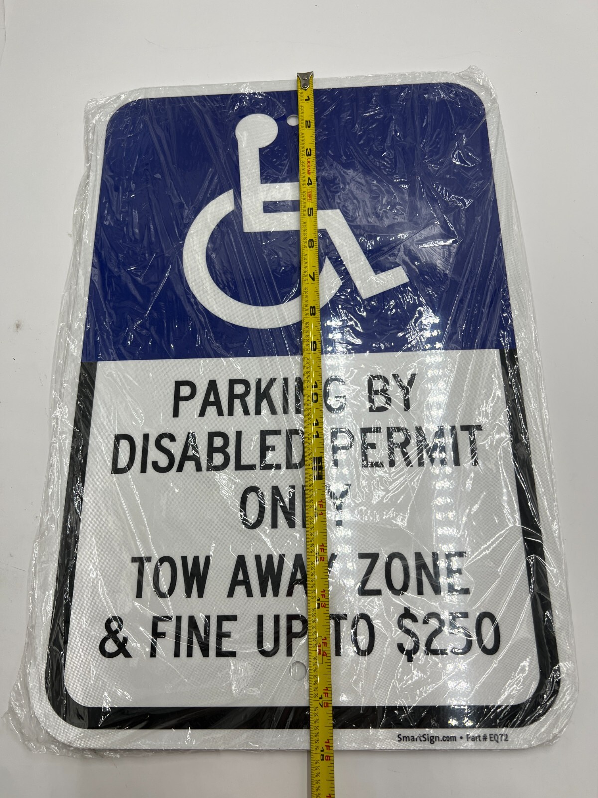 QTY 4 SmartSign EQ72 18 x 12&Prime; Parking By Disabled Permit Only Tow Away Zone