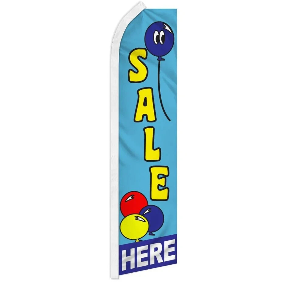 Sale Here Balloons Swooper Flutter Feather Advertising Retail Auto Business Flag