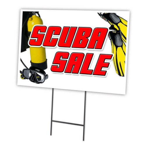 Scuba Sale Yard Sign & Stake outdoor plastic coroplast window