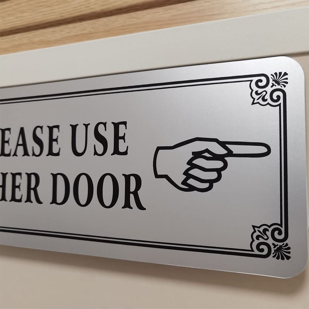 Please Use Other Door Sign with Adhesive Tape – 1 Sets 11&Prime;x5&Prime;inches silver wi…