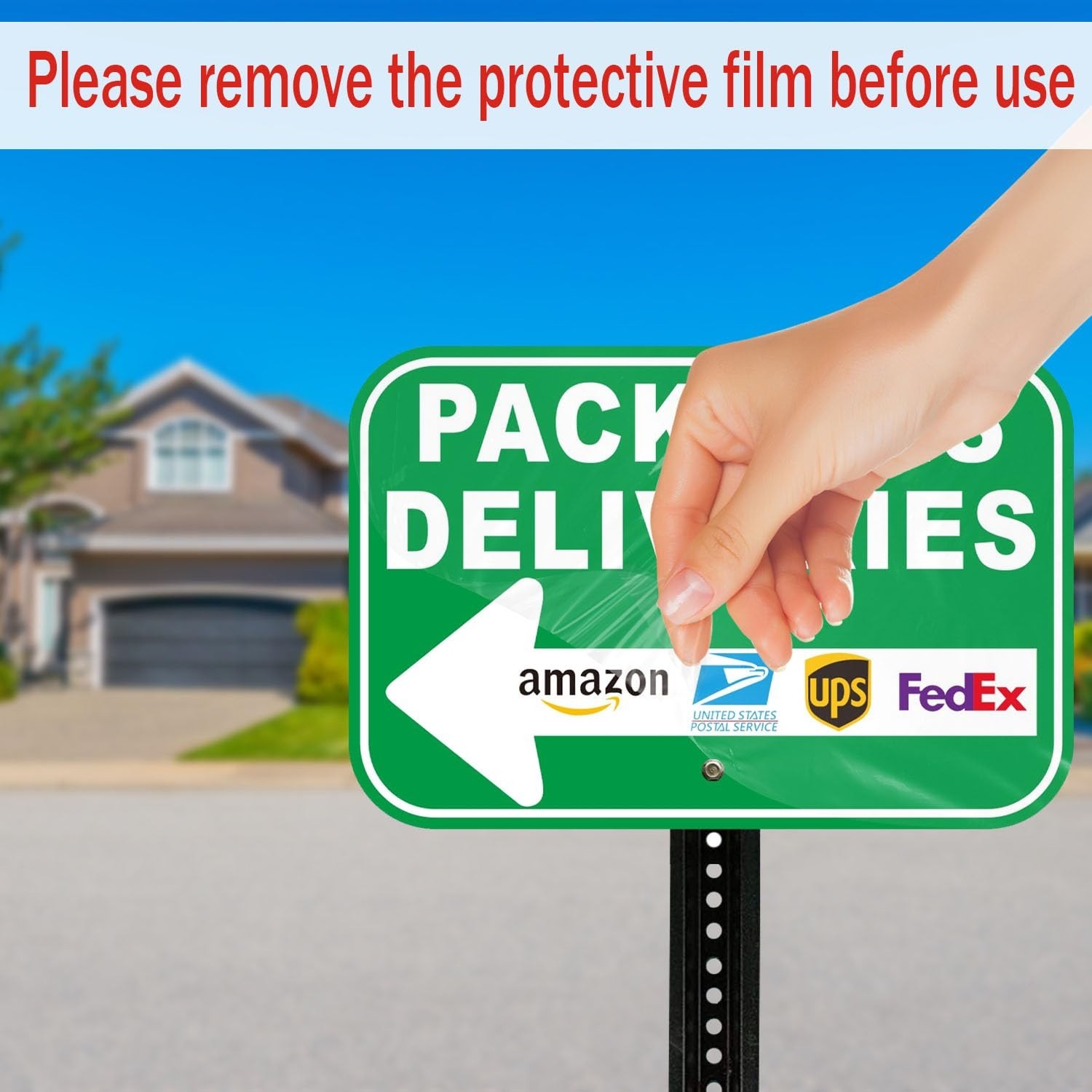 Aluminum Packages Deliveries Sign 12×8 Inch Green Arrow – 2 Pack for USPS UPS Fe