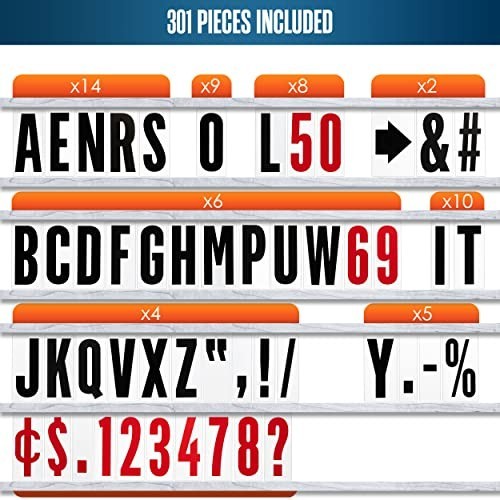 Changeable Marquee Letters – 8&Prime; Plastic Sign Letters for Outdoor Use, 301 PC Set