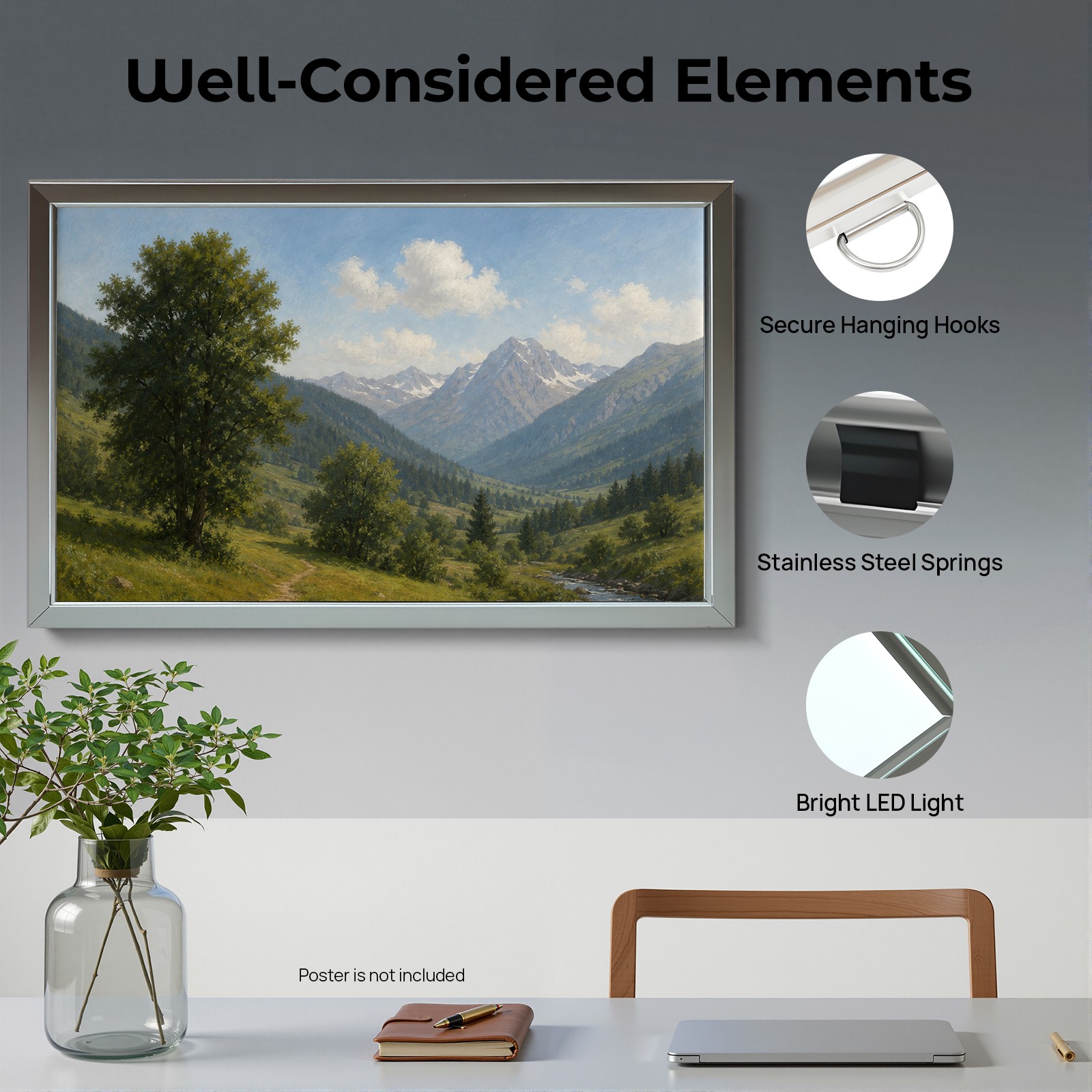 24&Prime;x36&Prime; LED Light Box Home Theater Movie Poster Frame Light Box Sign Silver 20W