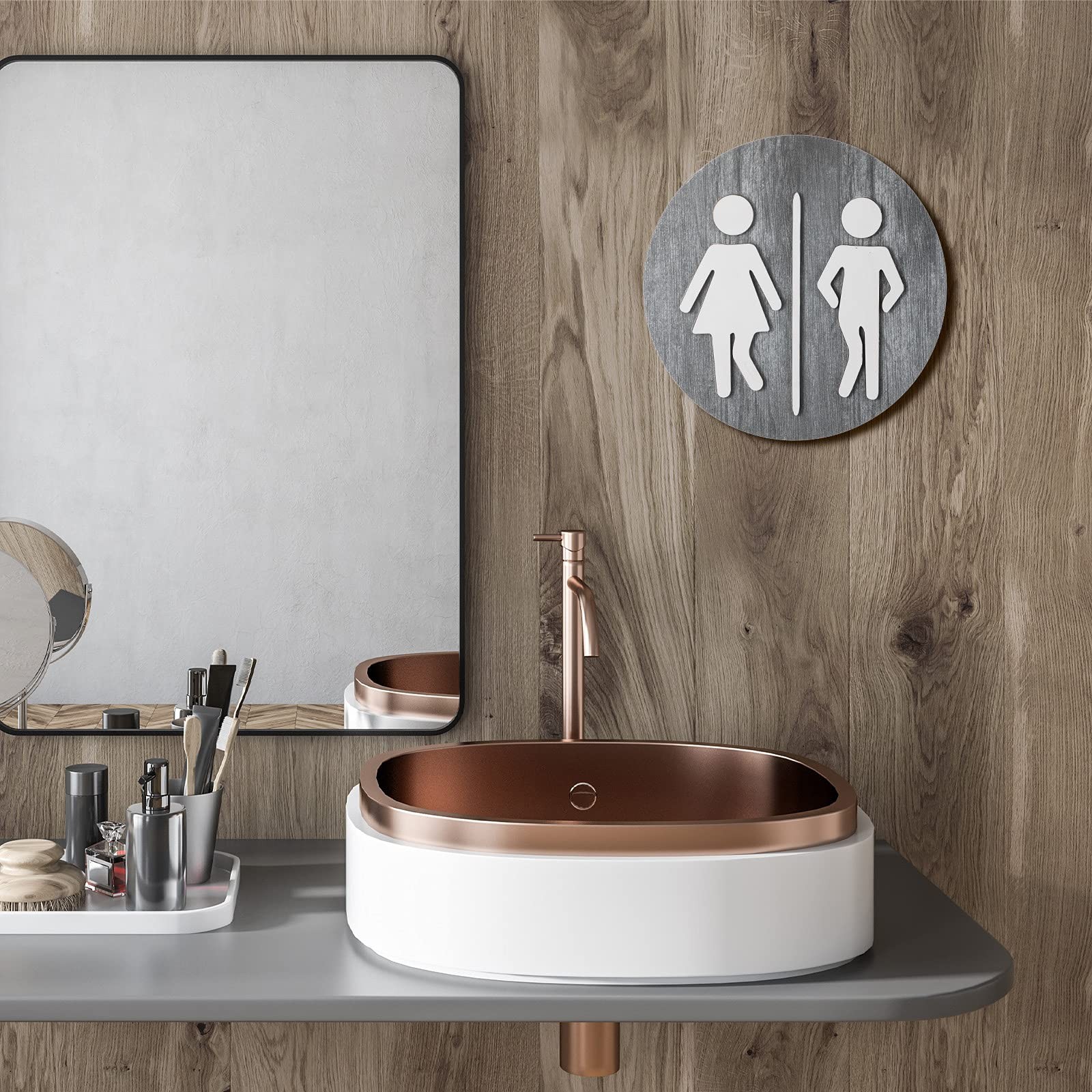 Wooden Bathroom Sign Unisex Restroom Rustic Men&rsquo;S and Women&rsquo;S Toilet Wall Signs