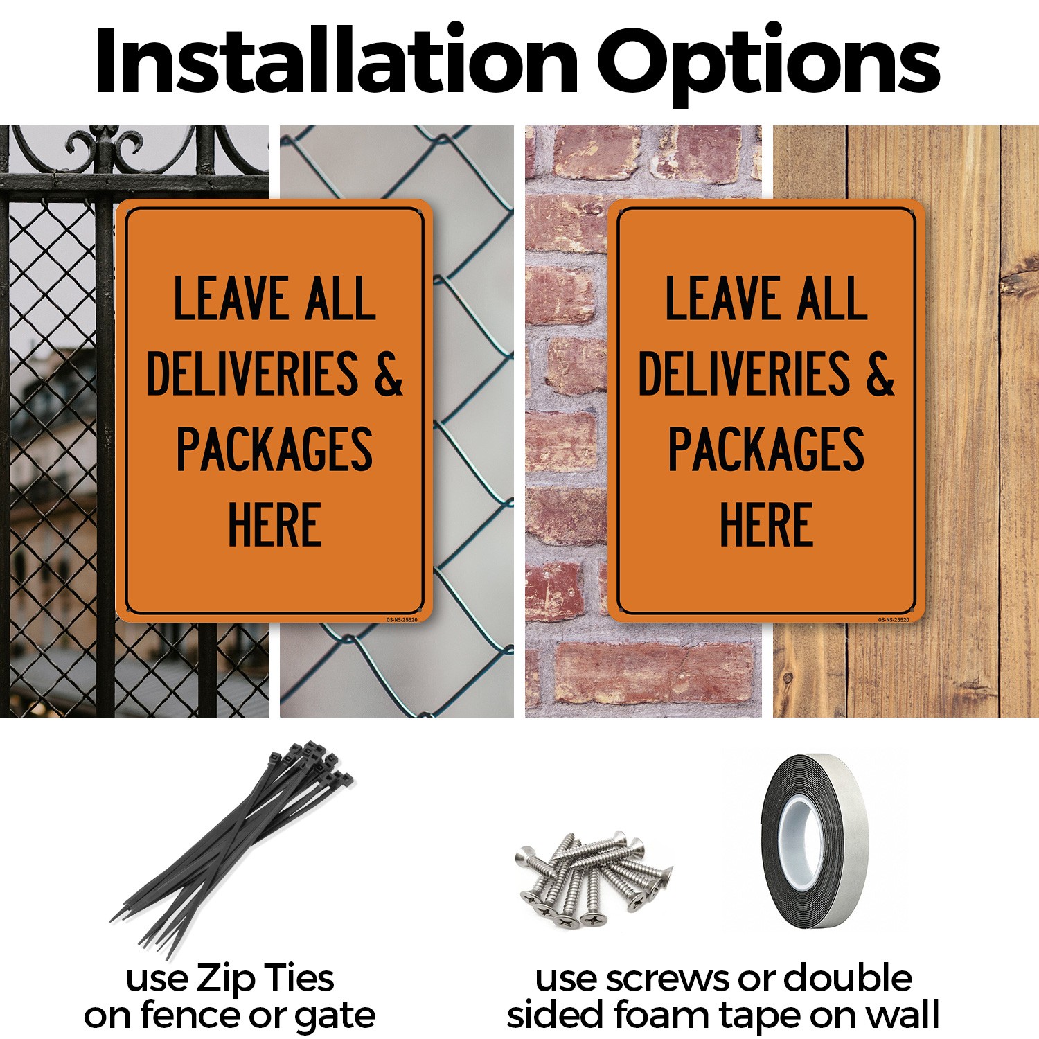 Leave All Deliveries & Packages Here Public Safety Sign Or Decal – 5 or 10 Pack