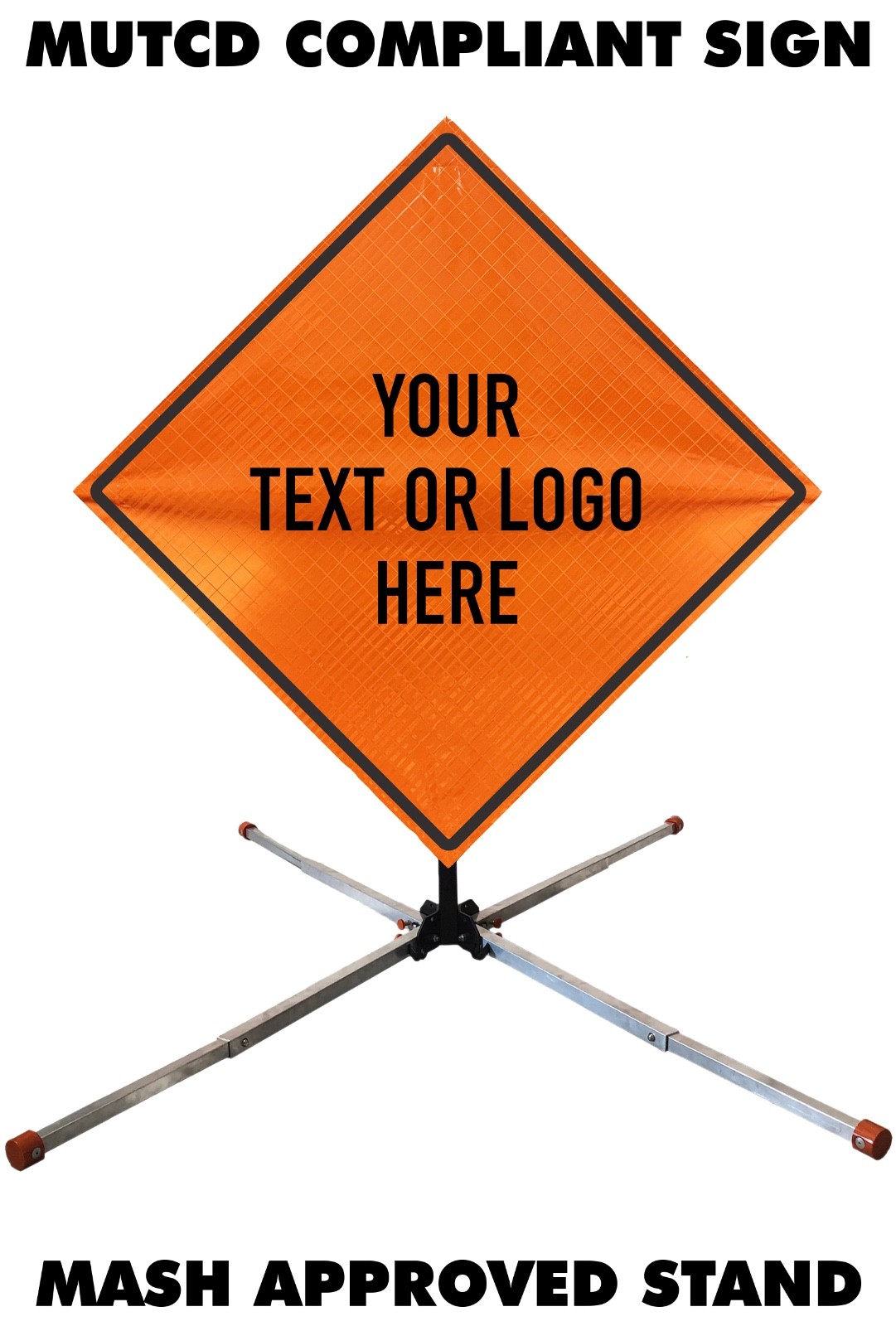 48&Prime; Custom Reflective Orange MUTCD Roll-Up Traffic Safety Sign & Aluminum Stand
