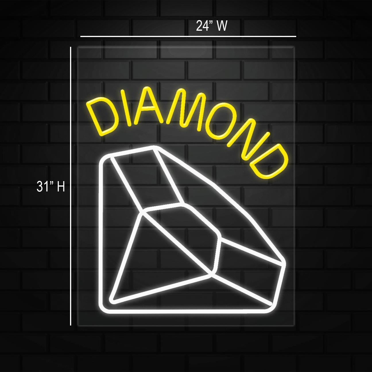 Diamond Sign for Business Displays | LED Flex Neon | 24&Prime;W x 31&Prime;H x 1&Prime;D