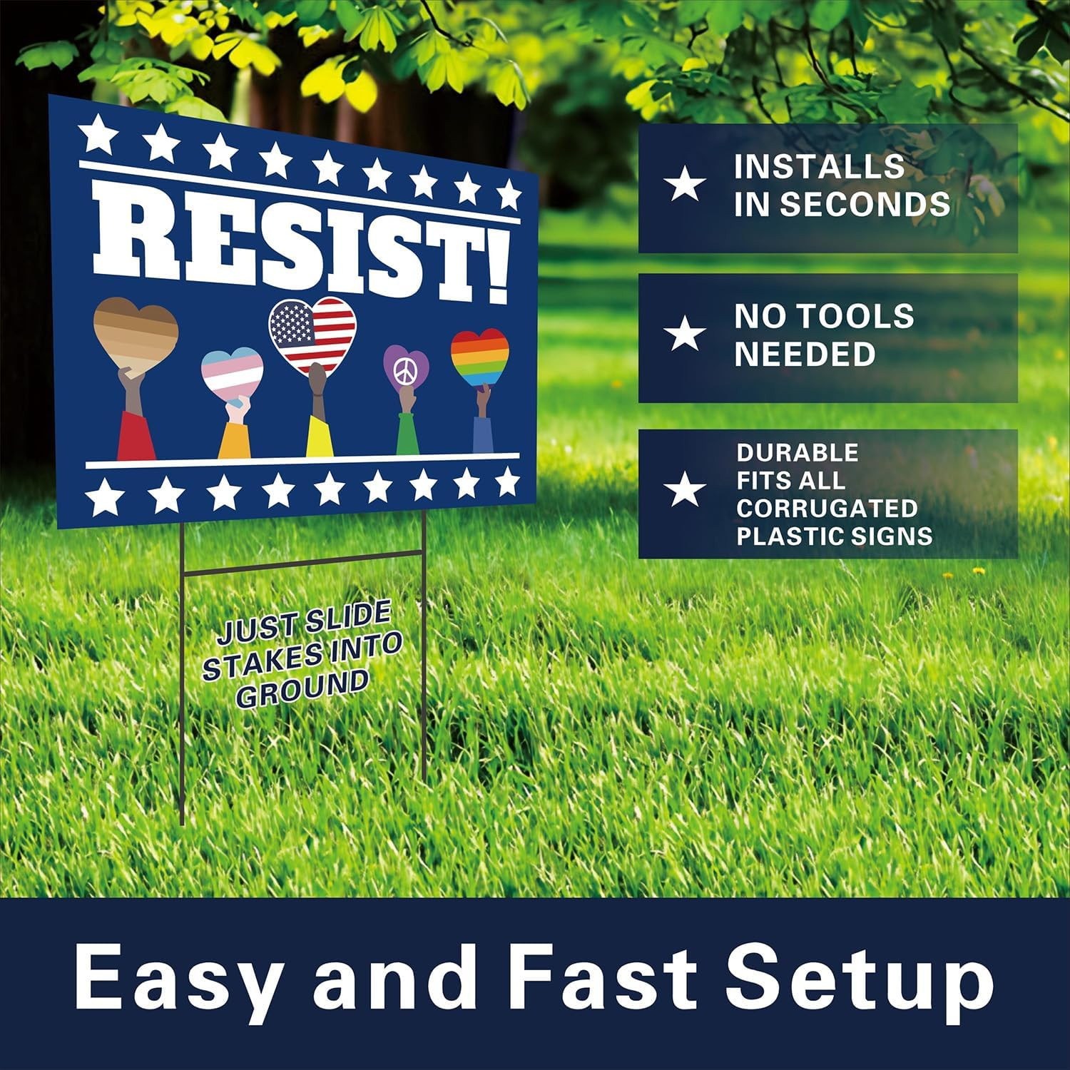 Double-Sided Political Protest Yard Sign – Save Democracy 18&Prime;x12