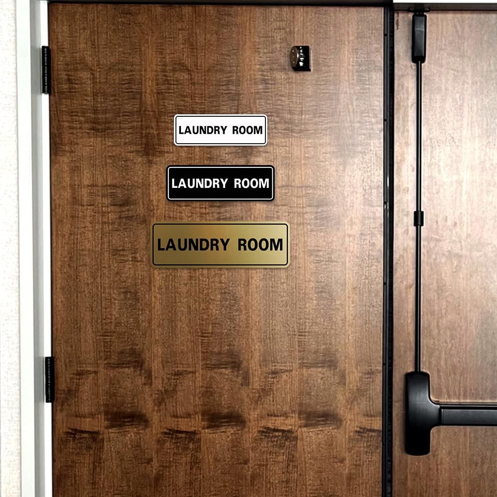 1 PCS Standard Laundry Room Wall Door Sign Durable Black Small Hospitality
