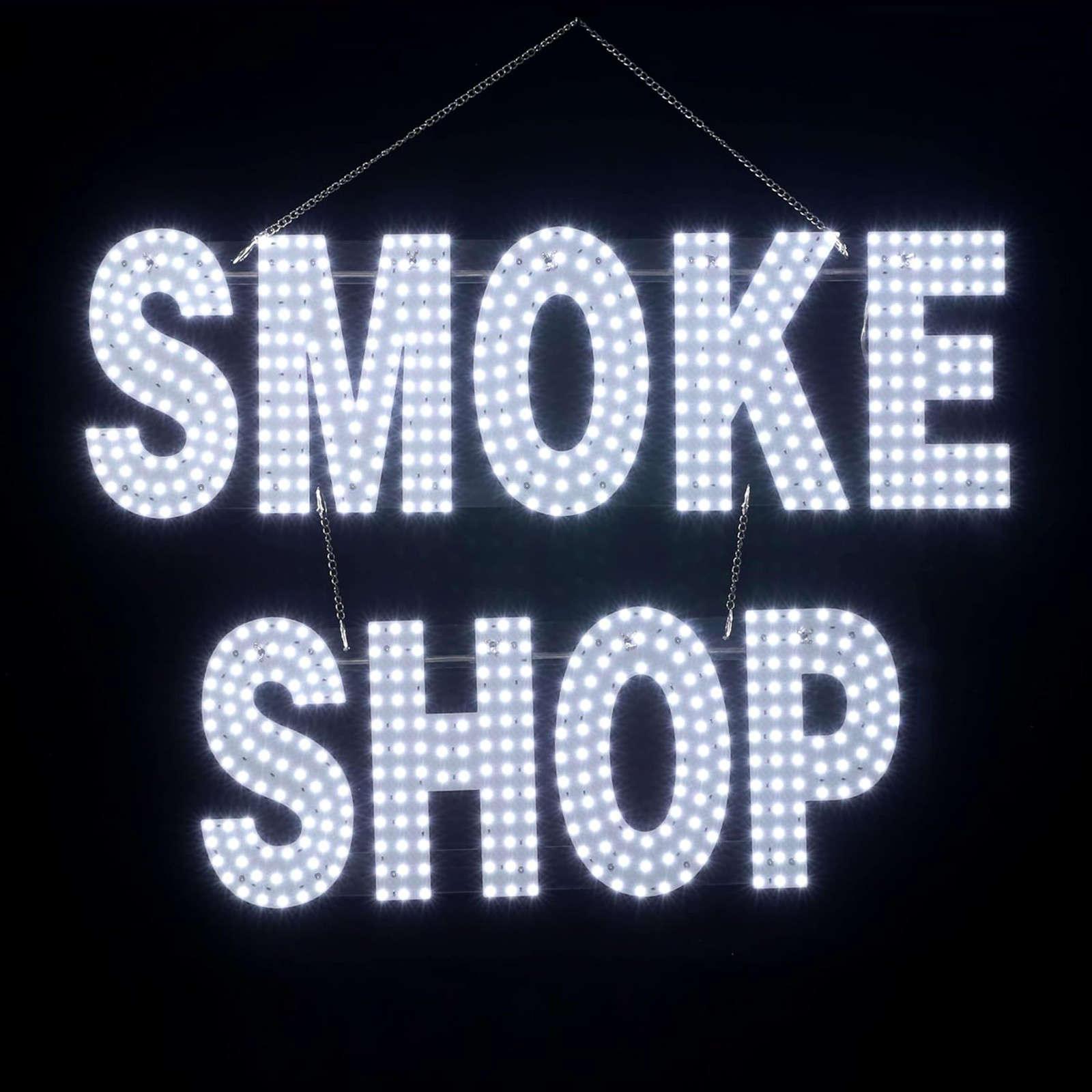 30×20 Inch Led Smoke Shop Sign, Bright White Light, Hanging Retail Store Window