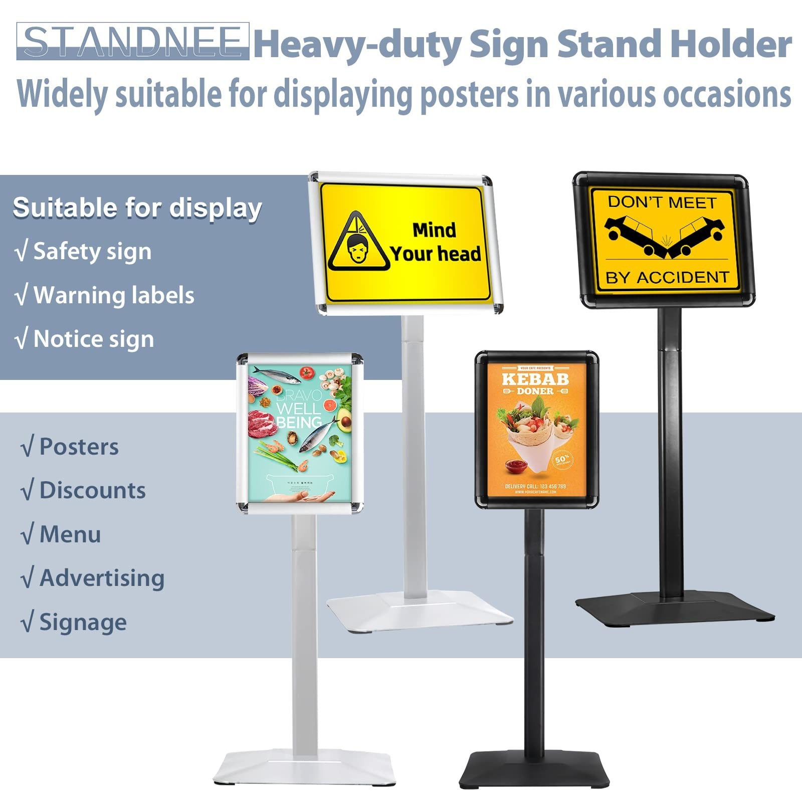 Heavy-duty Poster Stand Holder 11&Prime;x 17&Prime; Pedestal Floor Standing Sign Holder V…