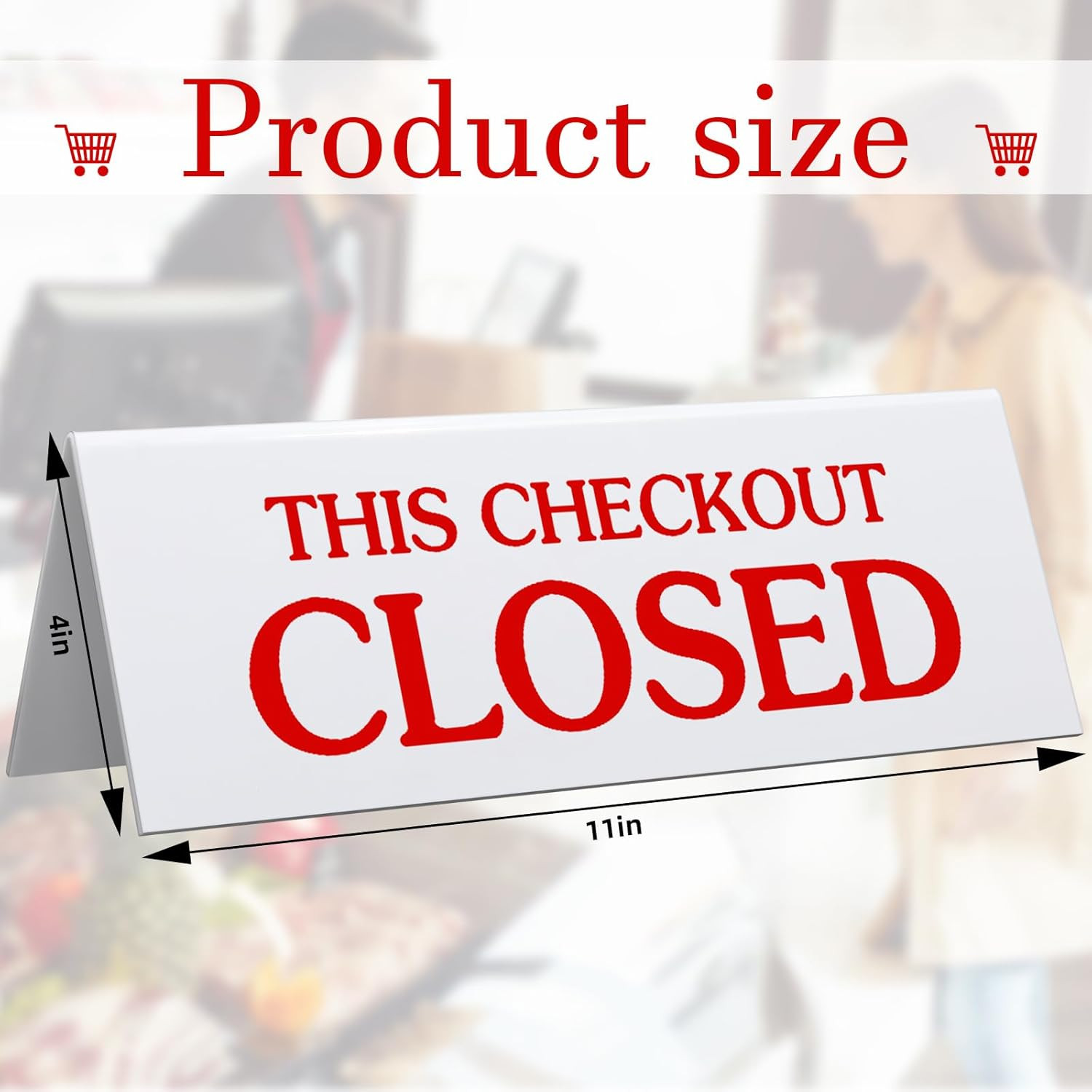3 Pcs Checkout Closed Desk Sign 11 x 4 Inch Engraved Acrylic Tabletop Retail Cou