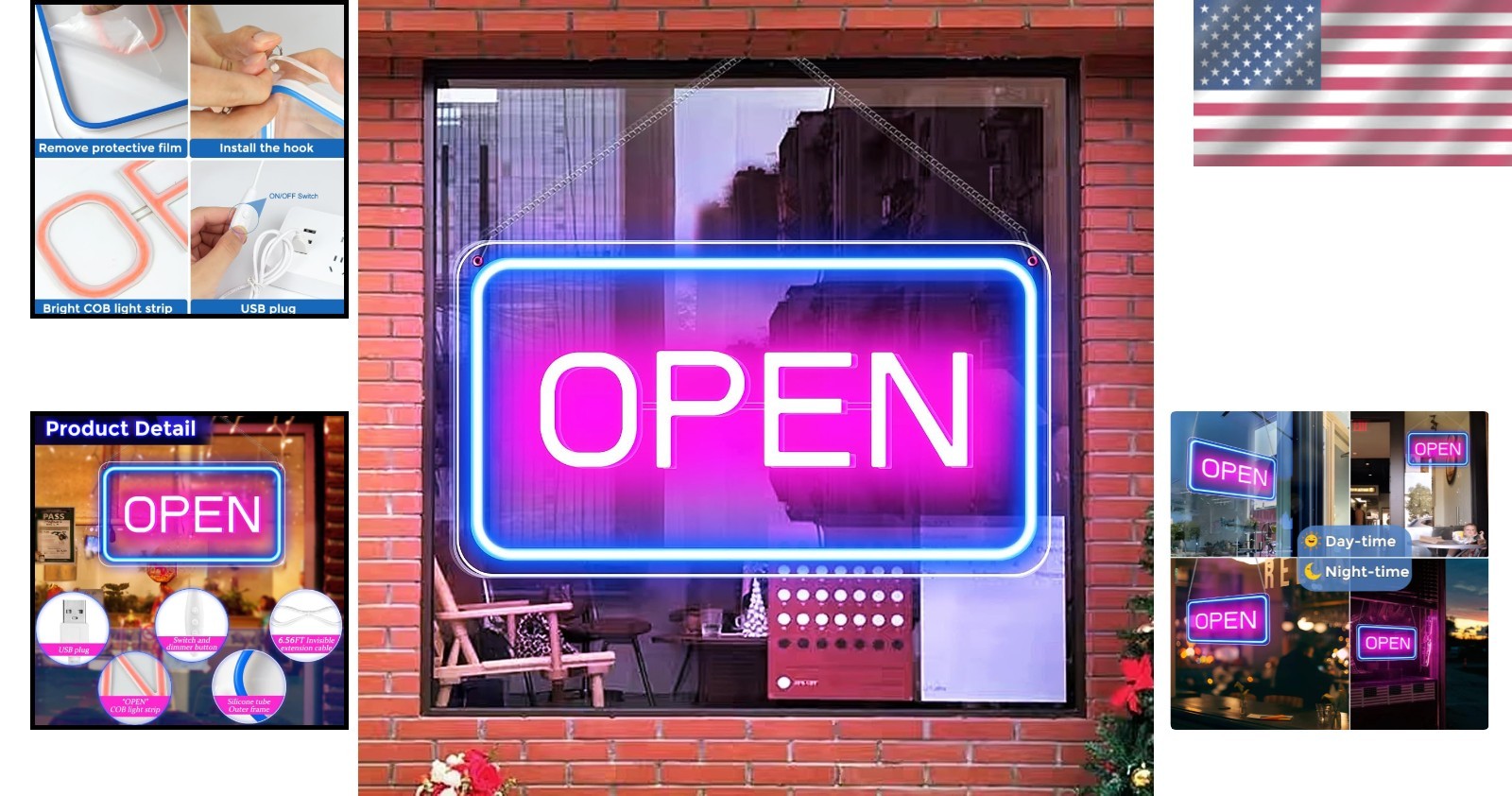 Eye-Catching Neon Open Sign for Business, 16×9 Inch