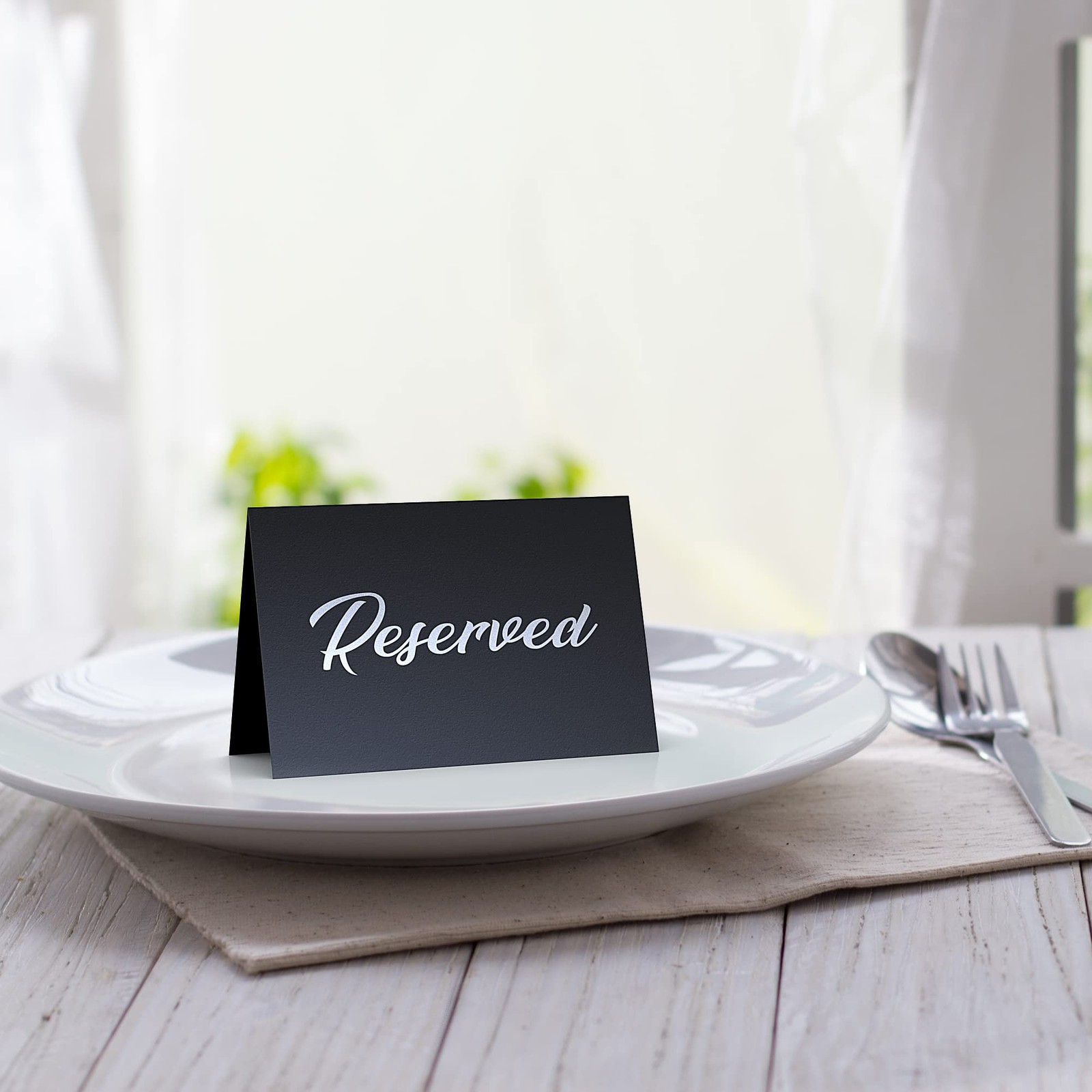 Black Reserved Table Signs Wedding 3×4 Cardstock Silver Foil Seating 10 PCS