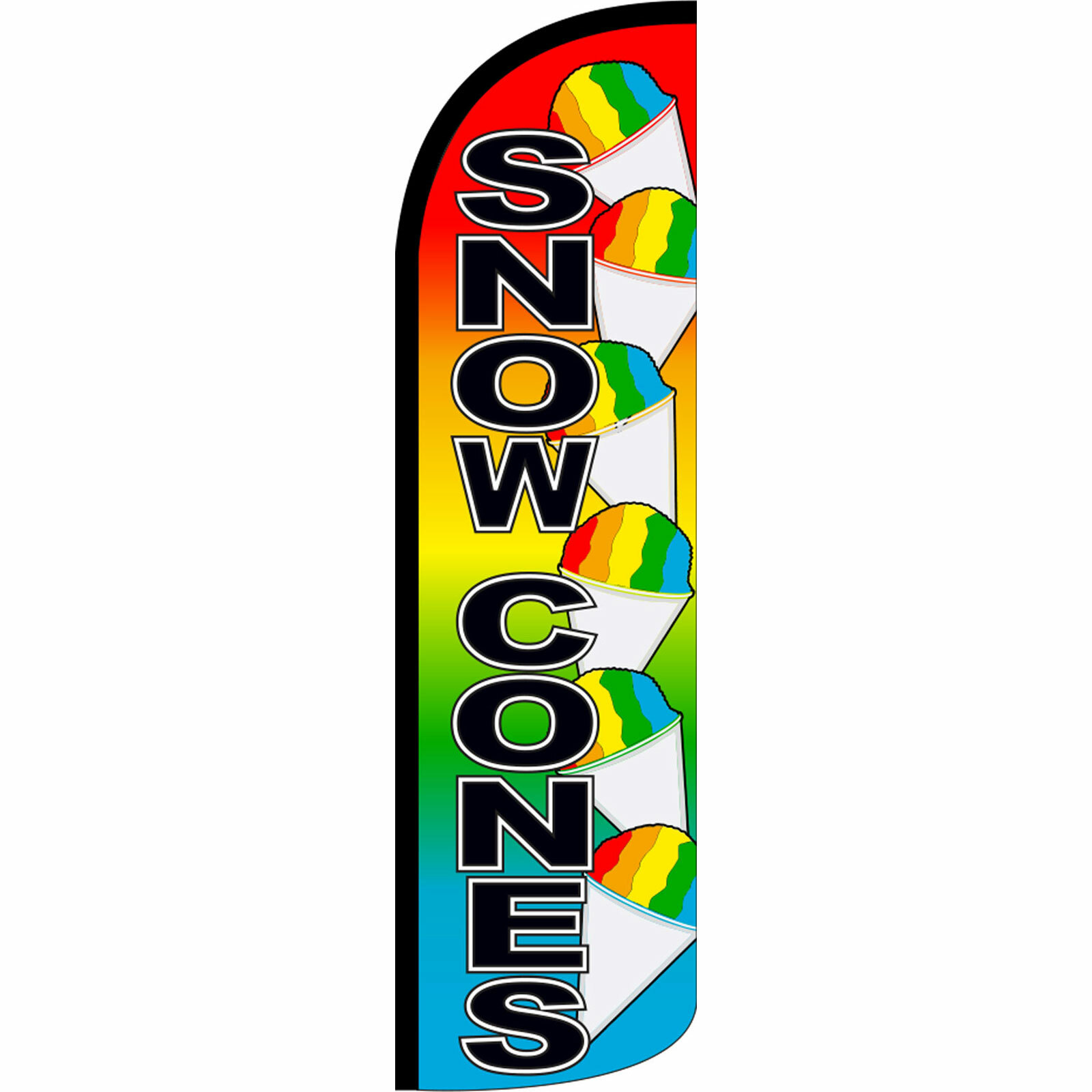 Snow Cones Flag Flutter Feather Banner Sign Extra Wide Windless Bundle COMPLETE