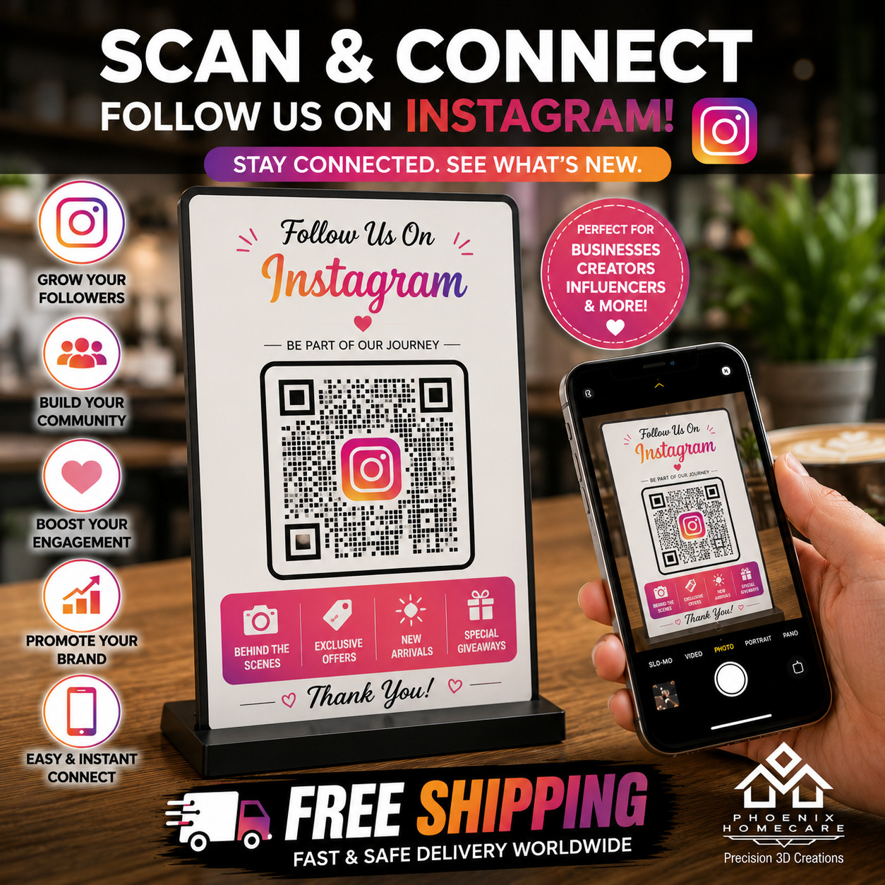 Custom QR Code Sign Stand | Scan to Pay | PayPal Venmo Cash App |Storefront Sign