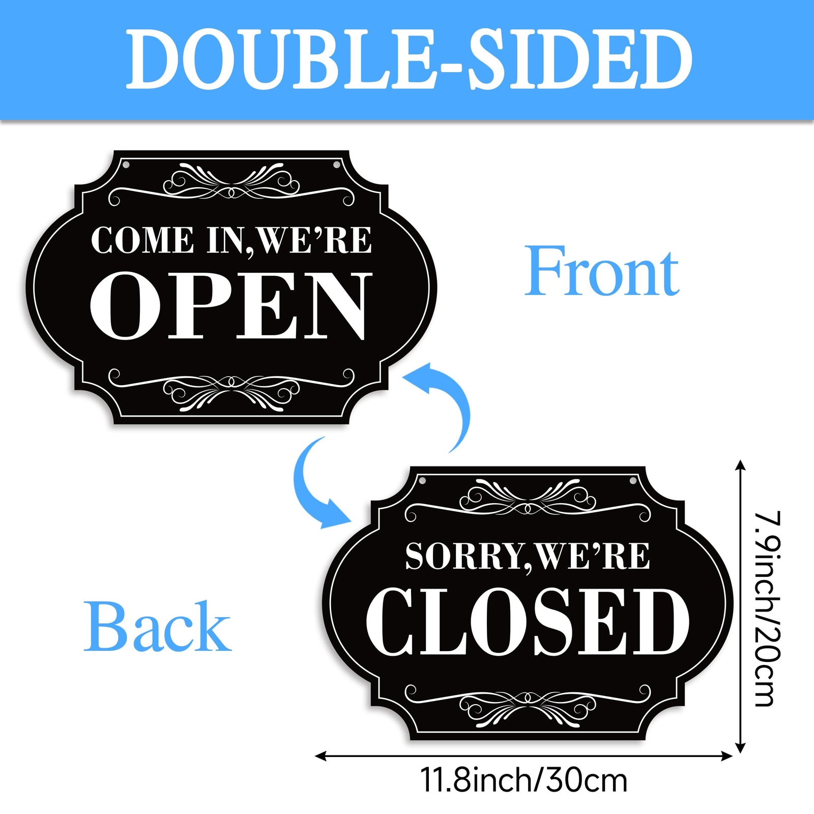 Double Sided Open Closed Sign for Store Office Bars Retail Shop Restaurant