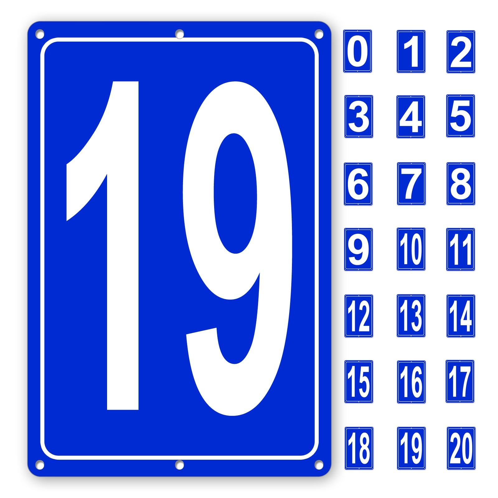 Numbered Sign 19 Aluminum Tennis Court Parking Lot Signage 12×8 Inch Metal
