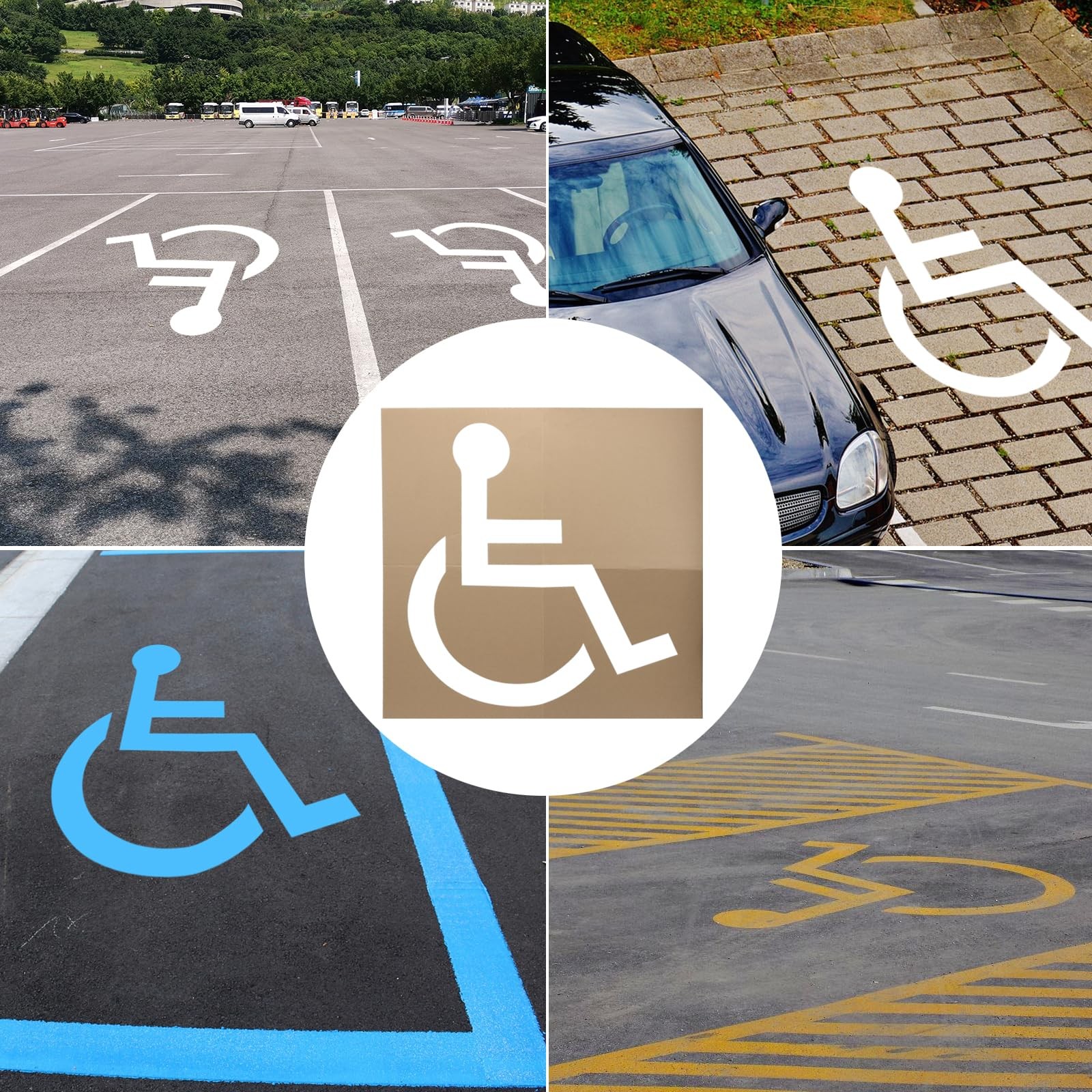 Kcgani 2 Pcs 39.4&Prime; Handicap Parking Stencil Kit, Reusable 39.4 inches, Brown