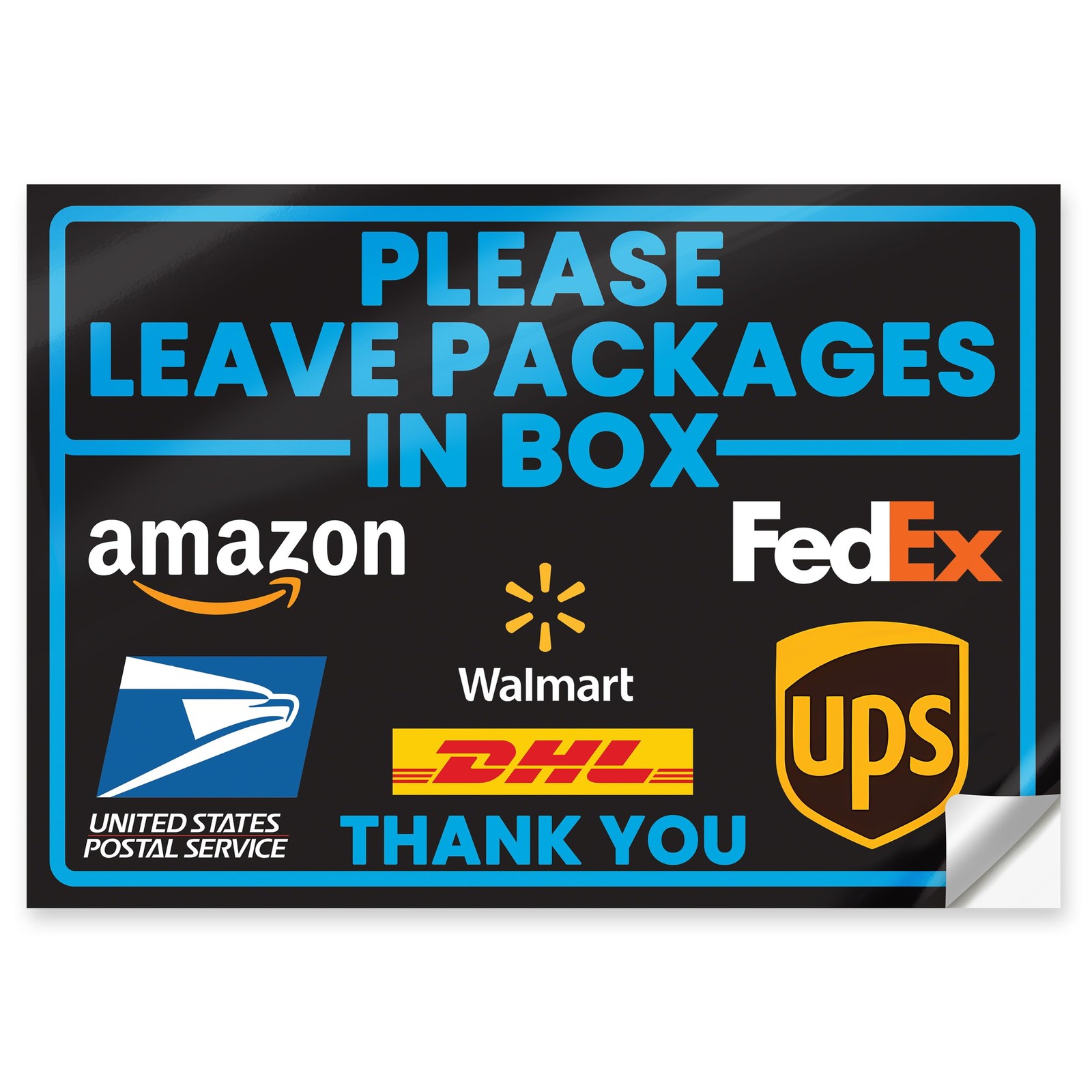 Leave Packages in Box Sticker, 10 x 7 Inch Reflective UV Laminated Vinyl