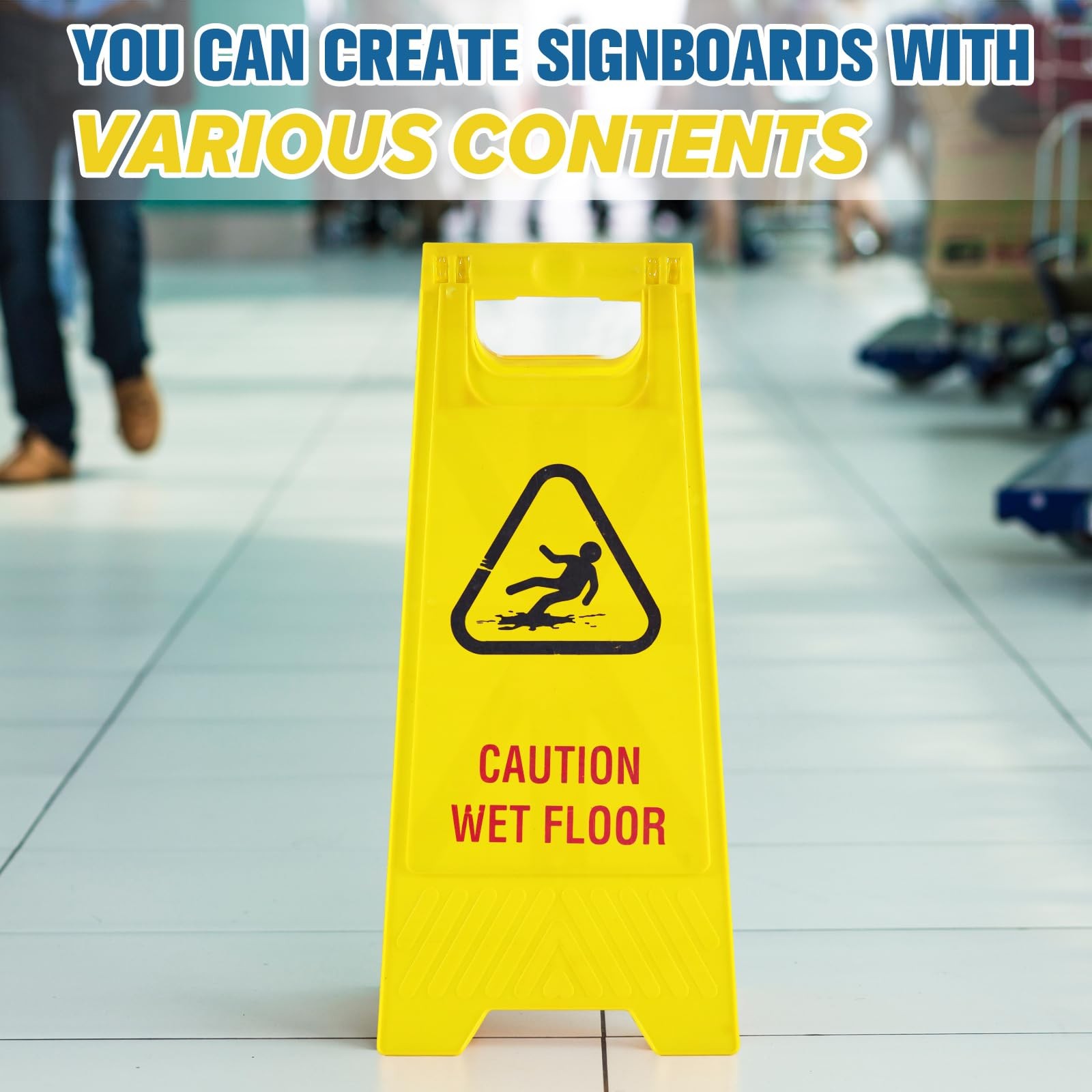2 Pack 24&Prime; Height Blank Floor Sign Yellow A-frame Foldable Caution Sign Stick…