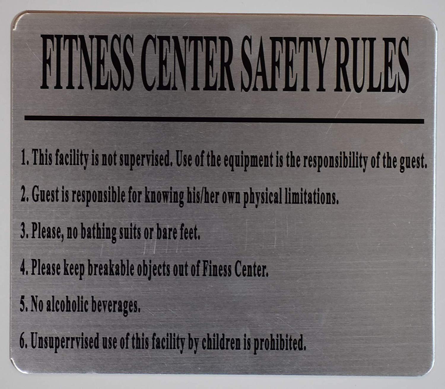 Fitness Center Safety Rules Sign (8.5×10, Silver)-REF24-1027